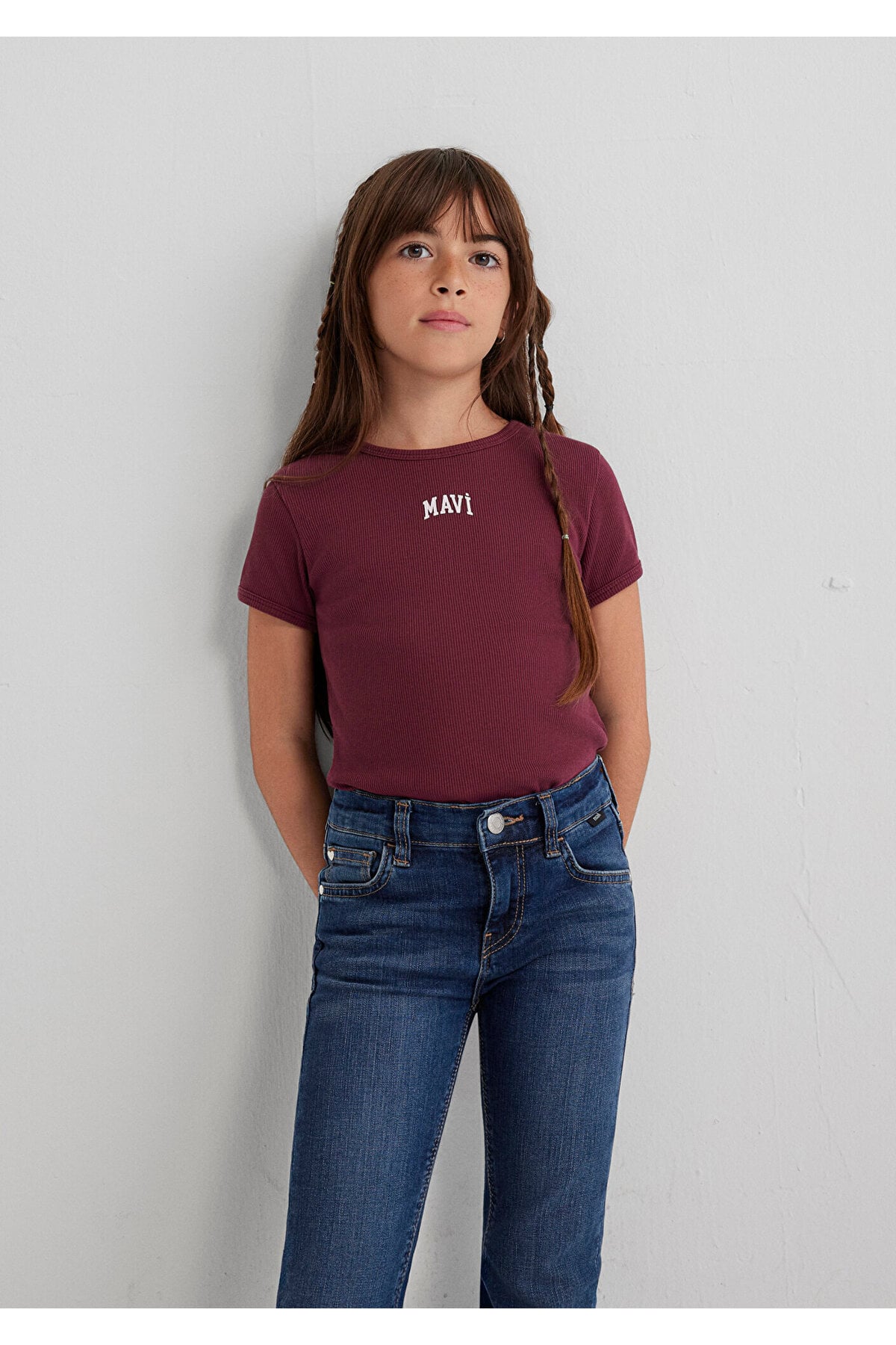 Baskılı Bordo Kız Çocuk T-Shirt M7610350-70393