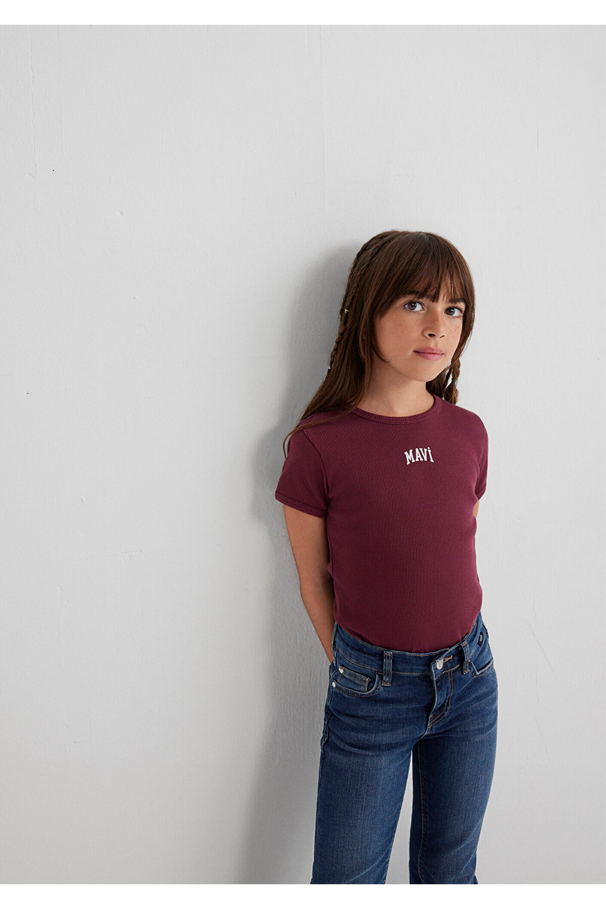 Baskılı Bordo Kız Çocuk T-Shirt M7610350-70393