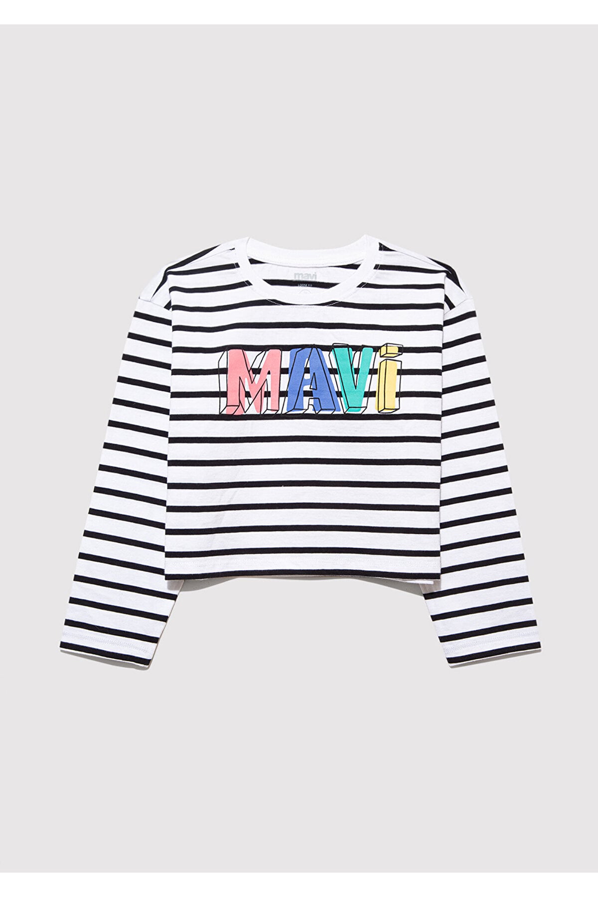 Baskılı Crop Siyah Tişört Loose Fit / Bol Rahat Kesim 7610270-82374