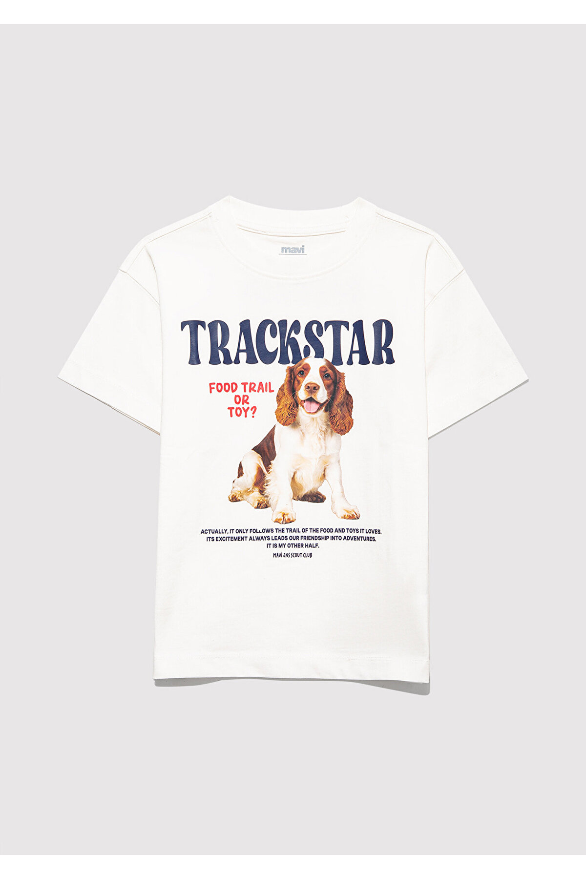 Baskılı Ekru Tişört Loose Fit / Bol Rahat Kesim 7610347-70057