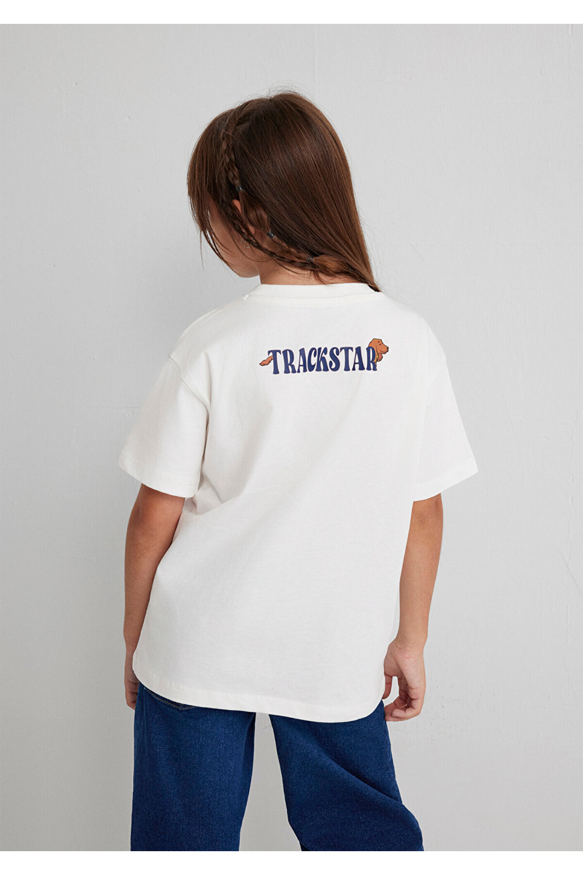 Baskılı Ekru Tişört Loose Fit / Bol Rahat Kesim 7610347-70057