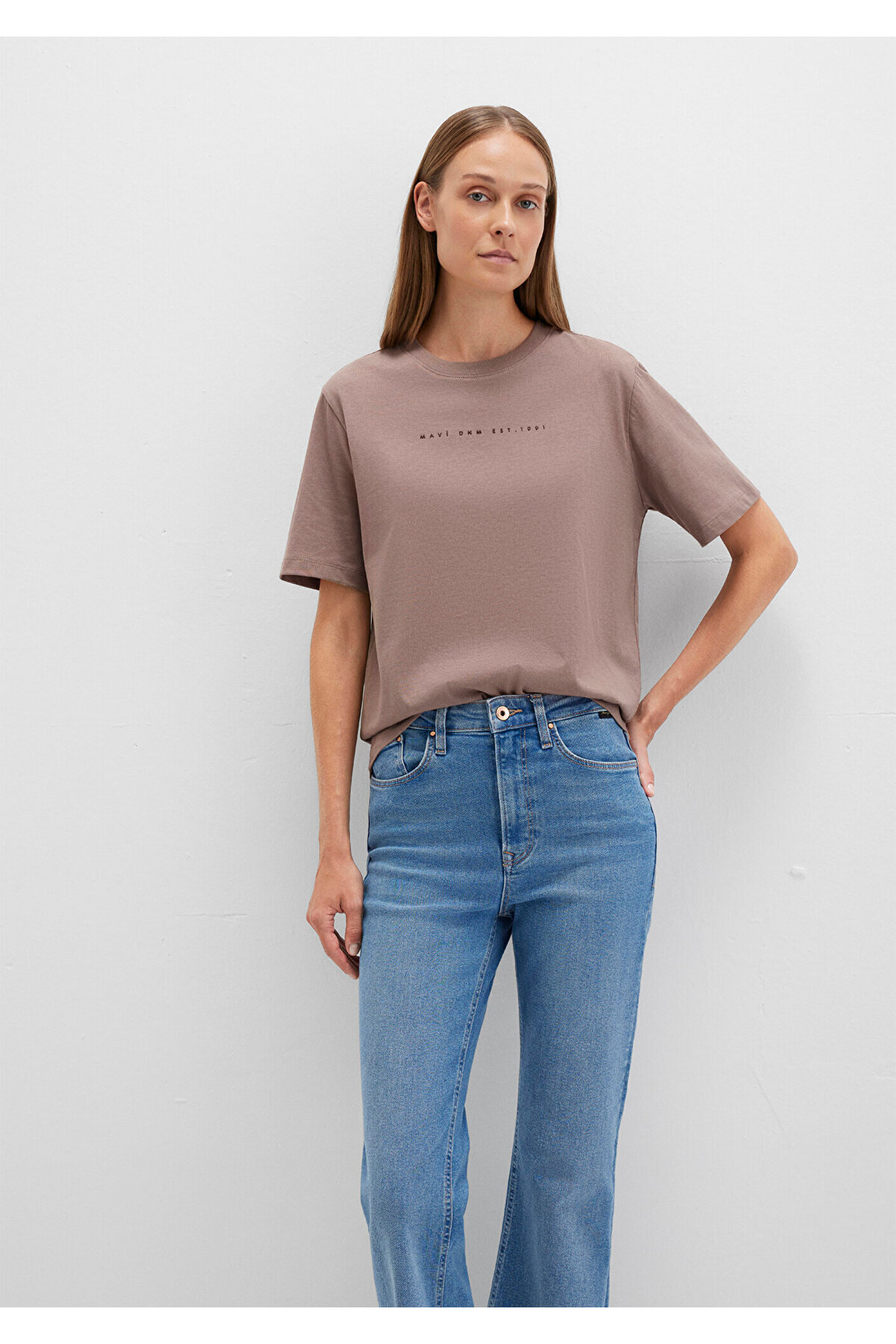 Baskılı Kahverengi Tişört Regular Fit / Normal Kesim 1613147-70383