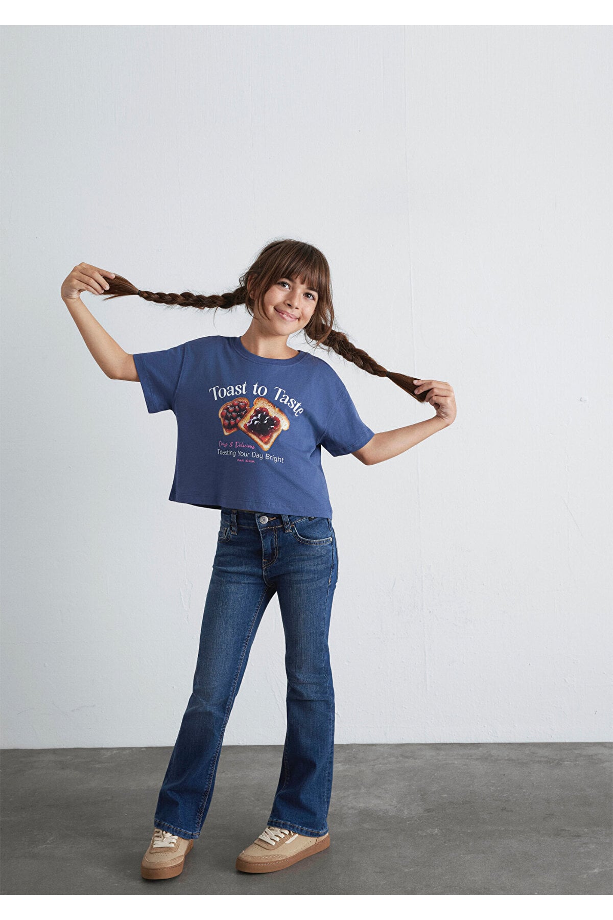 Baskılı Lacivert Tişört Loose Fit / Bol Rahat Kesim 7610354-87737