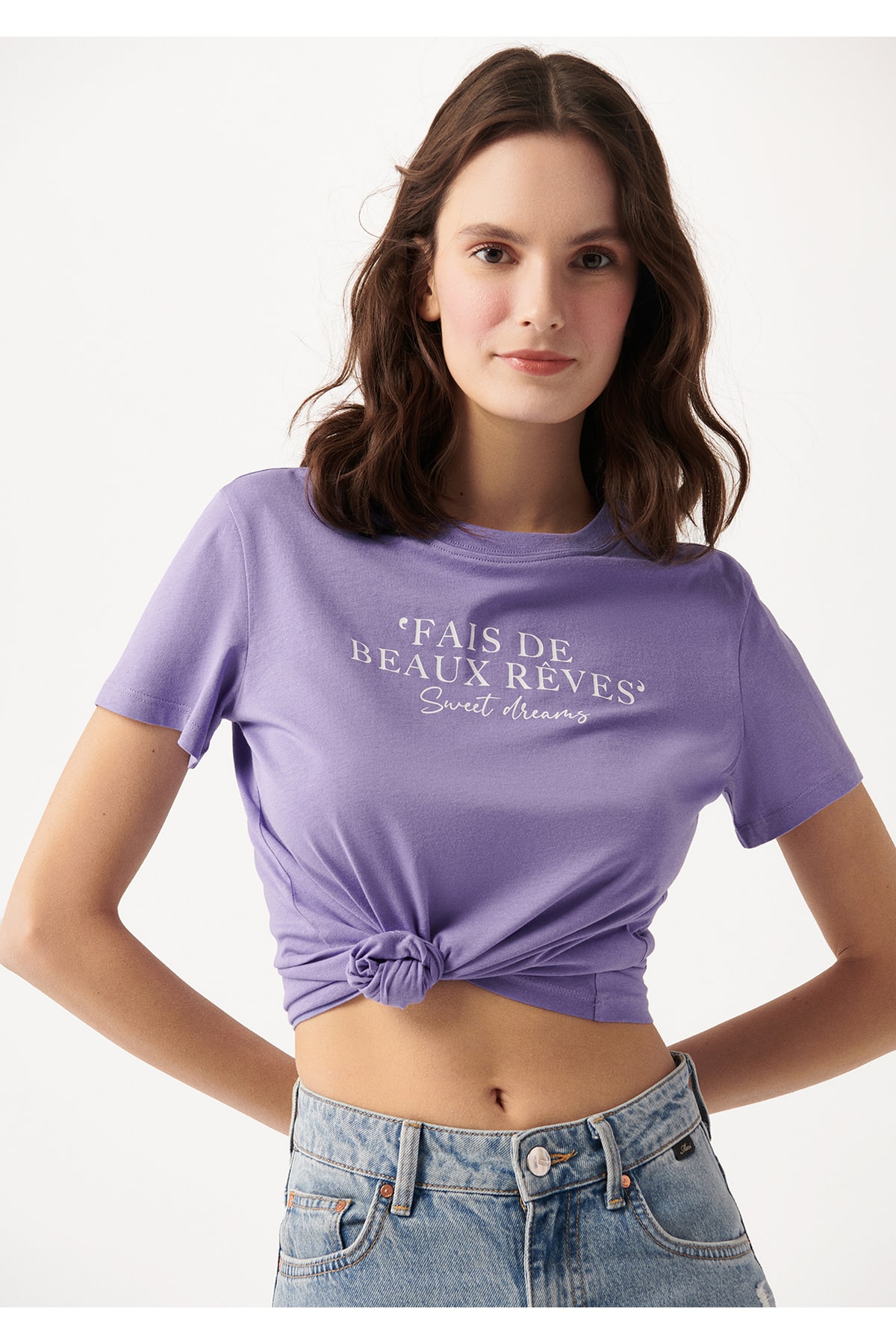 Baskılı Mor Tişört Regular Fit / Normal Kesim 1610273-70529