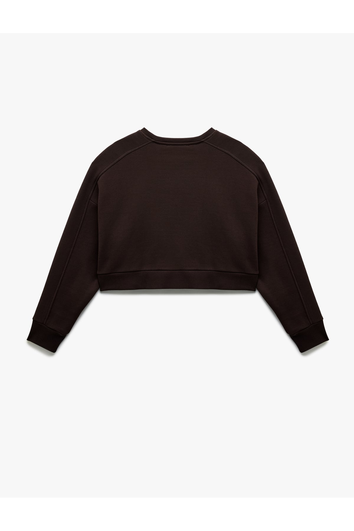 Baskılı Uzun Kollu Bisiklet Yaka Şardonlu Oversize Crop Sweatshirt