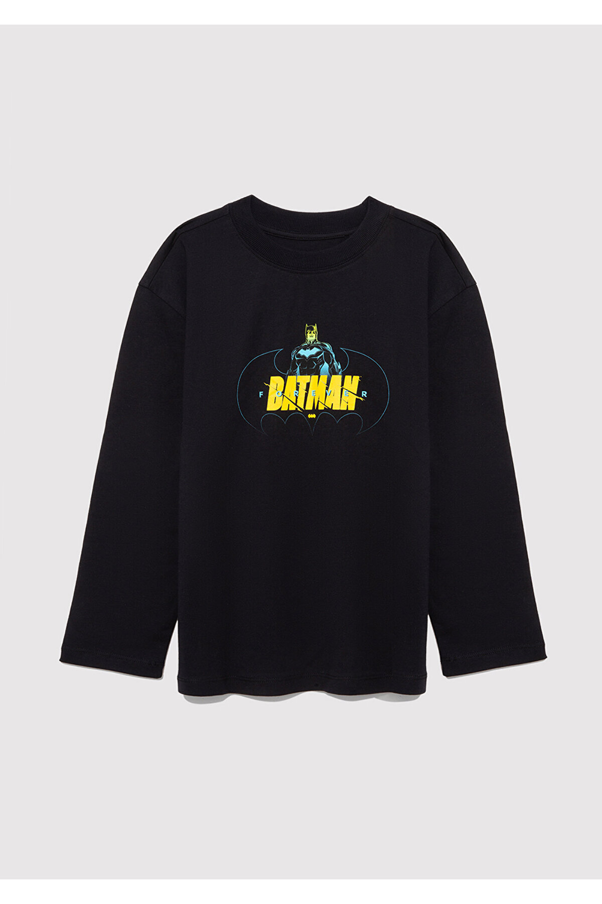 Batman Baskılı Siyah Tişört Loose Fit / Bol Rahat Kesim 6610294-900