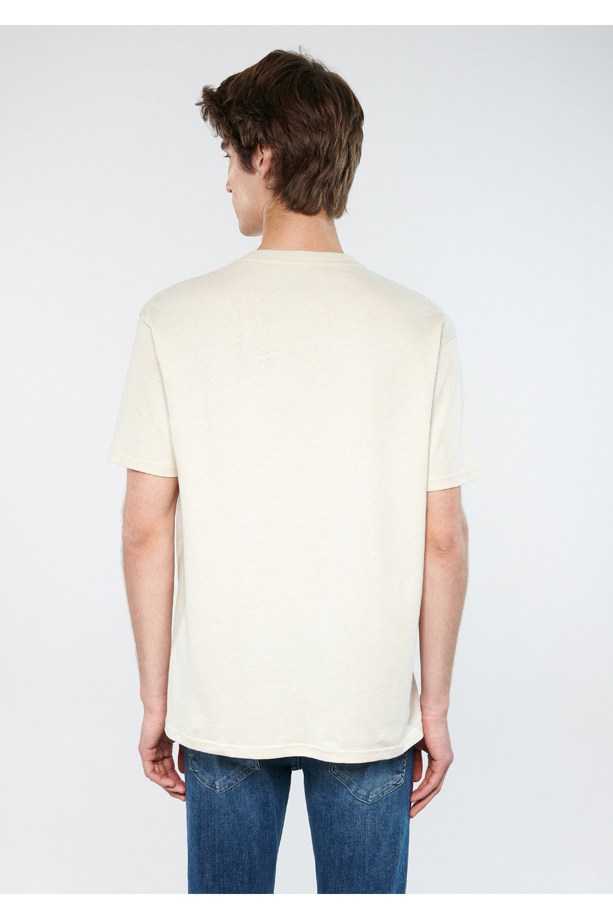 Bej Basic Tişört Loose Fit / Bol Rahat Kesim 066249-70134