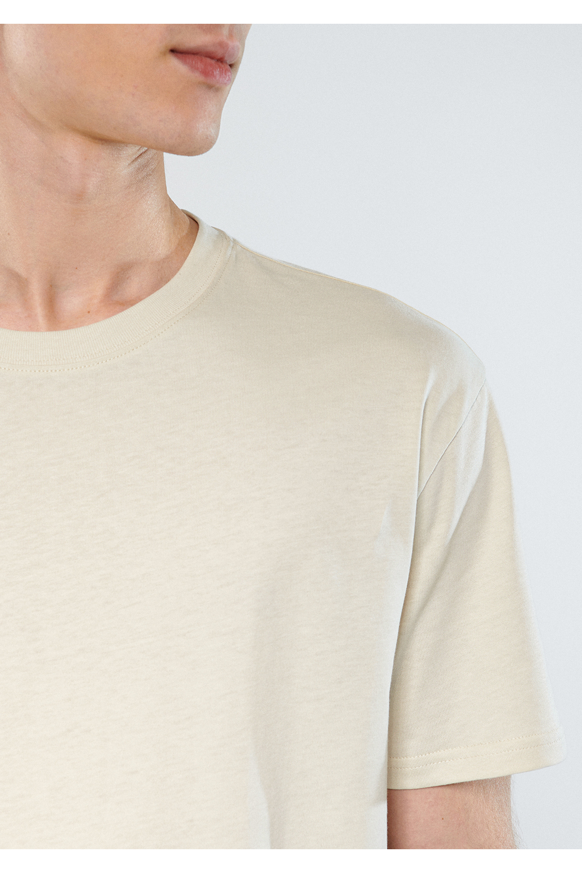 Bej Basic Tişört Loose Fit / Bol Rahat Kesim 066249-70134