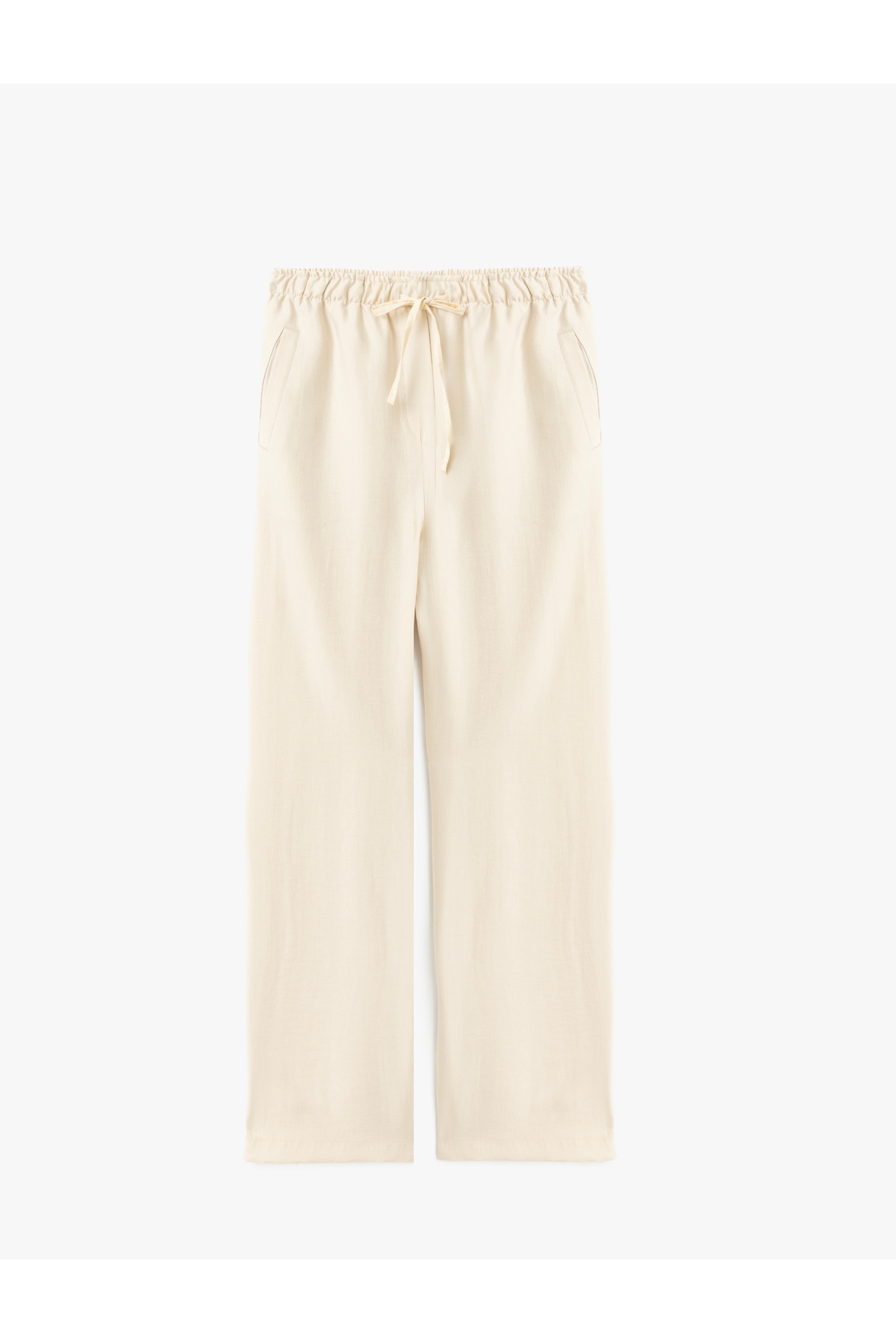 Beli Bağcıklı Cep Detaylı Geniş Paça Pantolon