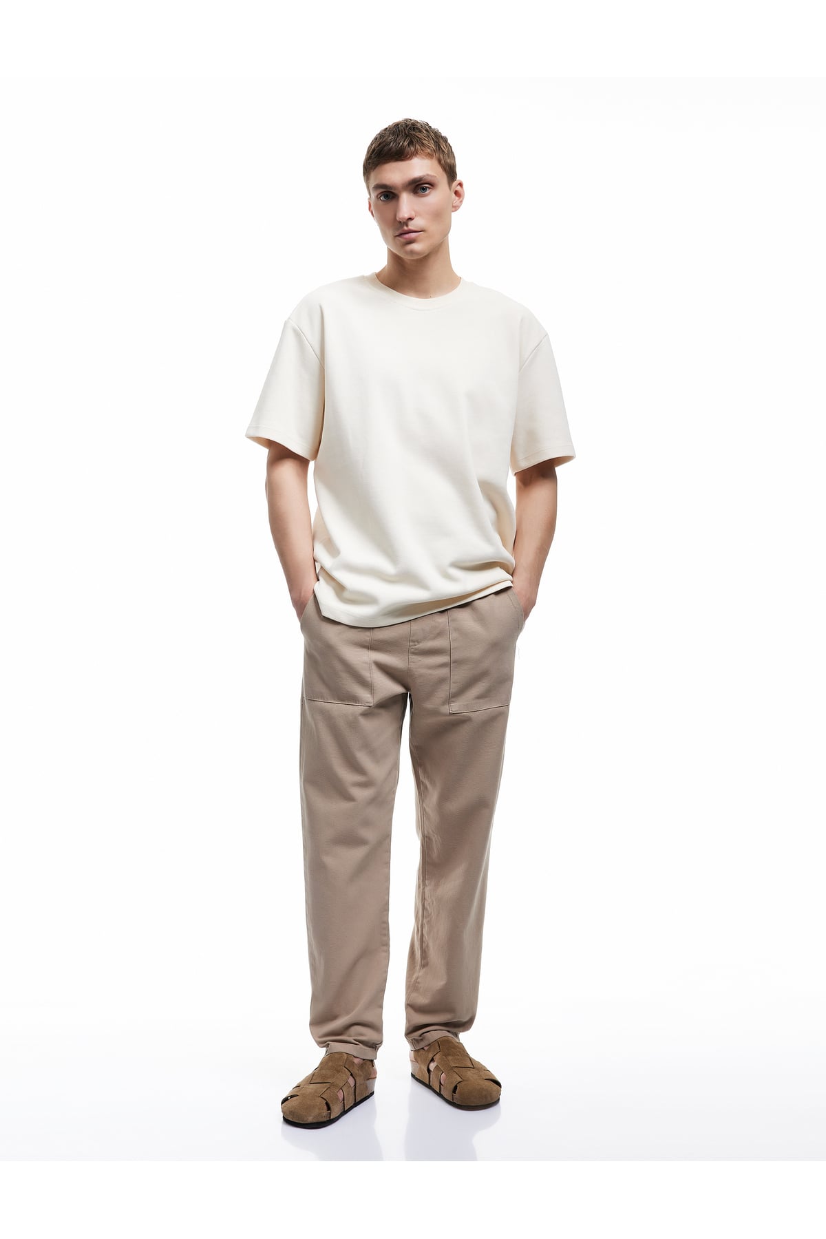 Beli Bağcıklı Cep Detaylı Pamuklu Chino Pantolon
