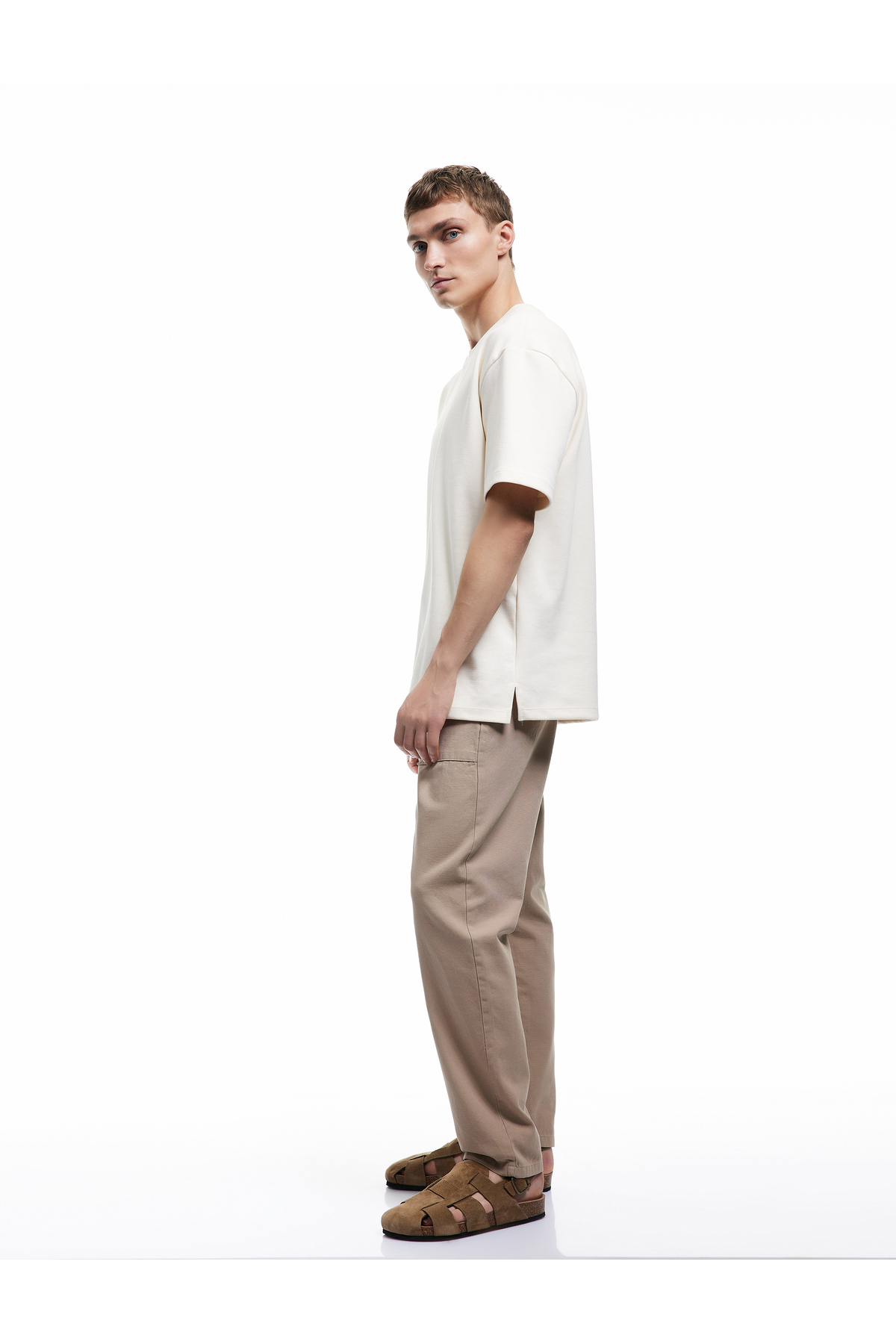 Beli Bağcıklı Cep Detaylı Pamuklu Chino Pantolon
