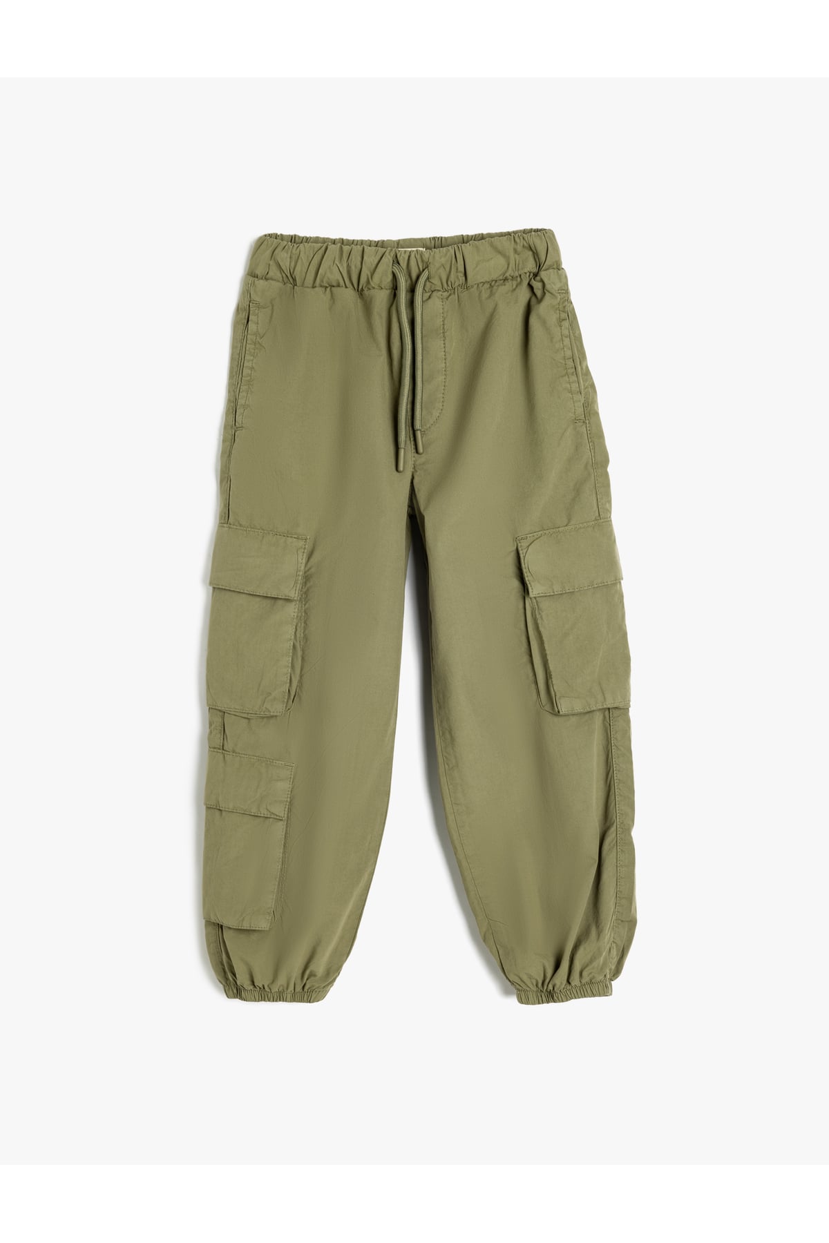 Beli Bağcıklı Kapaklı Cepli Pamuklu Paraşüt Pantolon