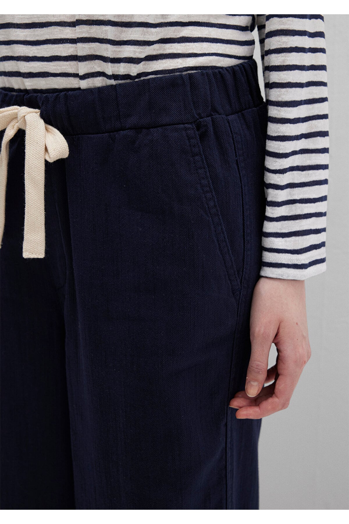 Beli Bağcıklı Lacivert Pantolon 1010945-89101