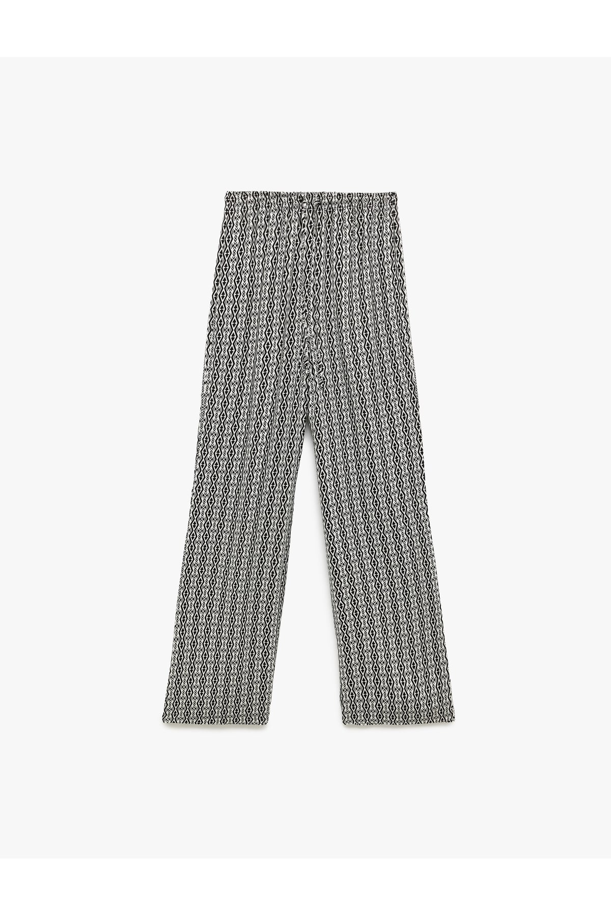 Beli Bağcıklı Viskon Düz Paça Pantolon