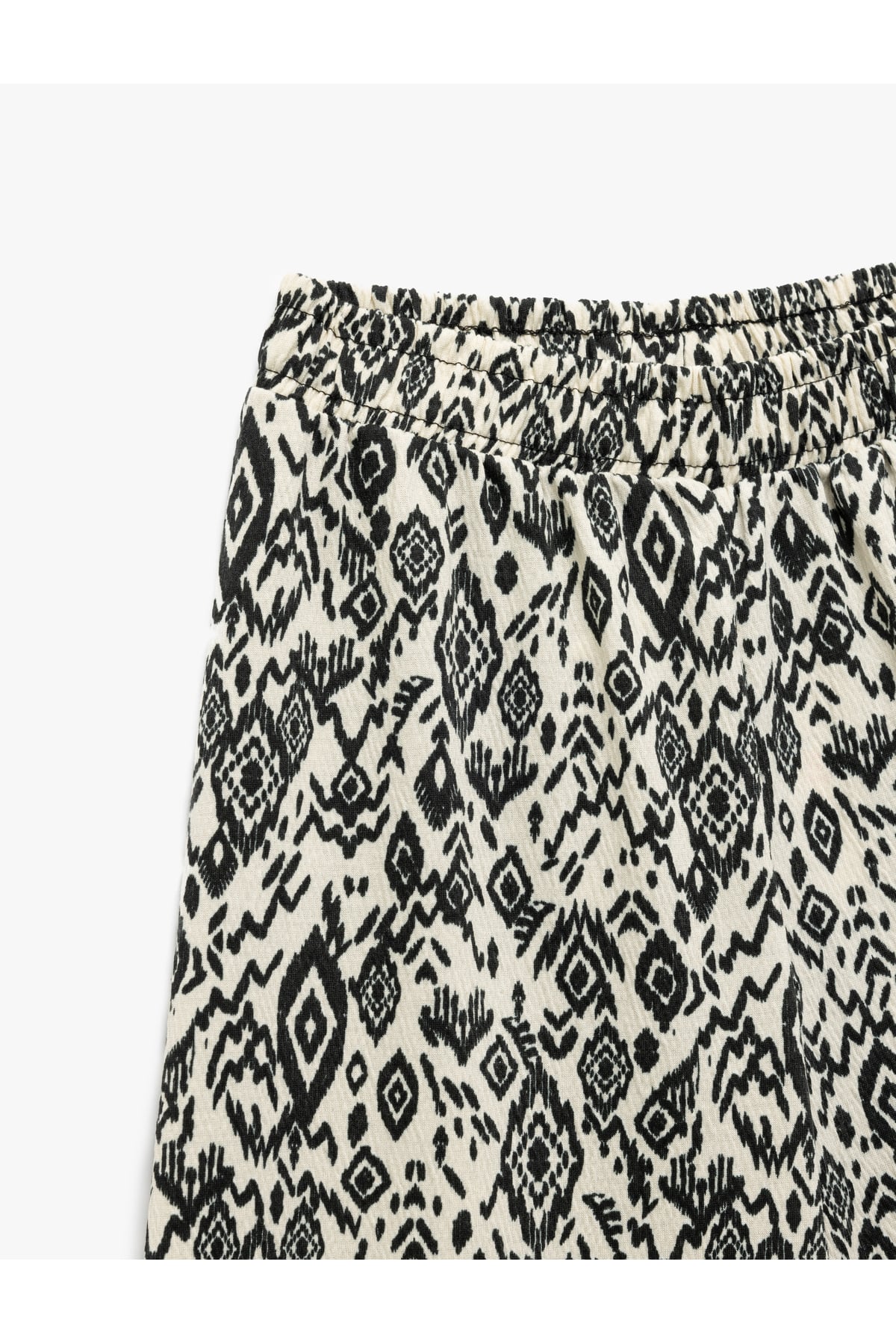 Beli Lastikli Desenli Bol Paça Pantolon
