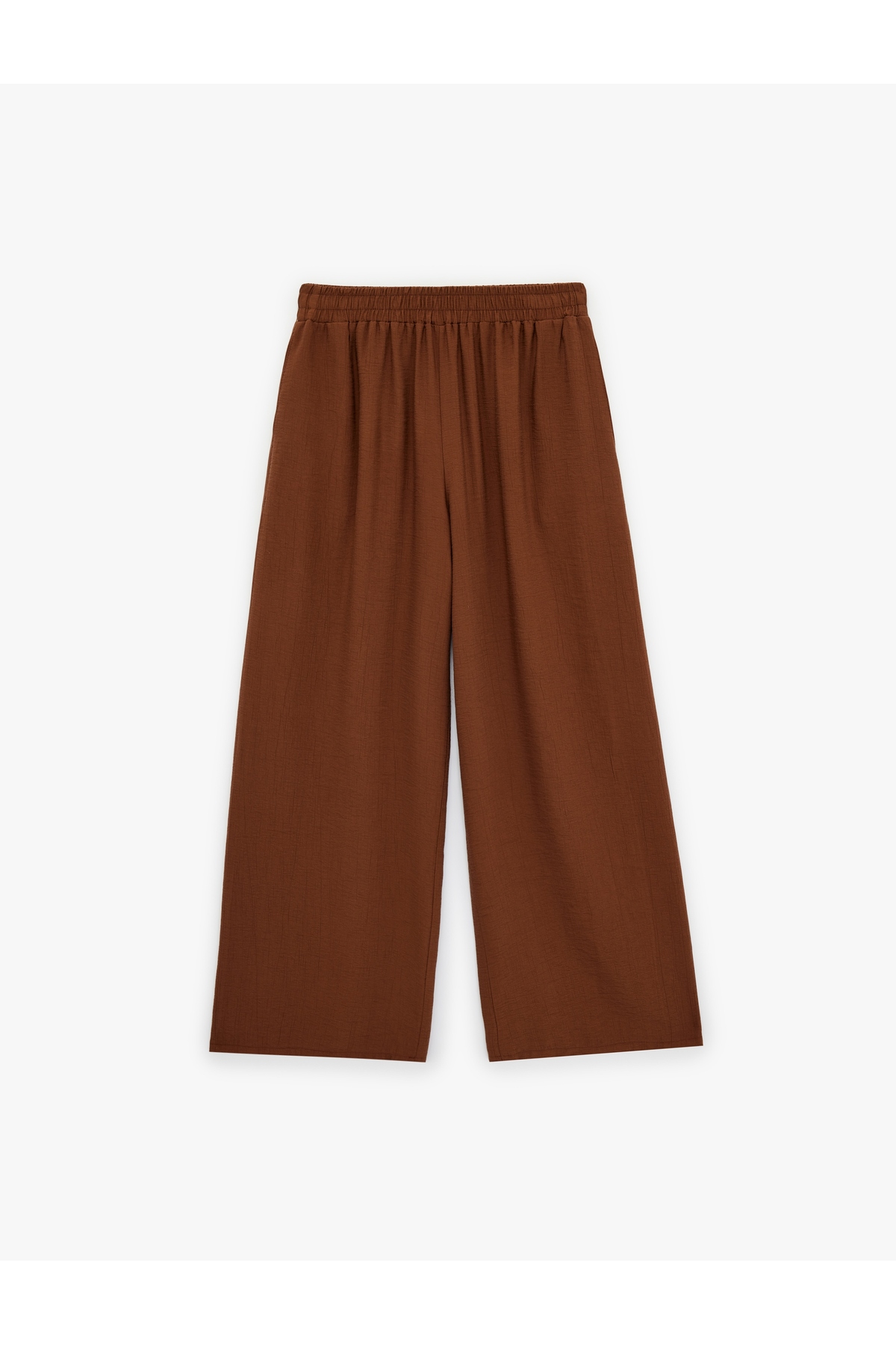 Beli Lastikli Loose Fit Ekstra Yüksek Bel Geniş Paça Palazzo Pantolon