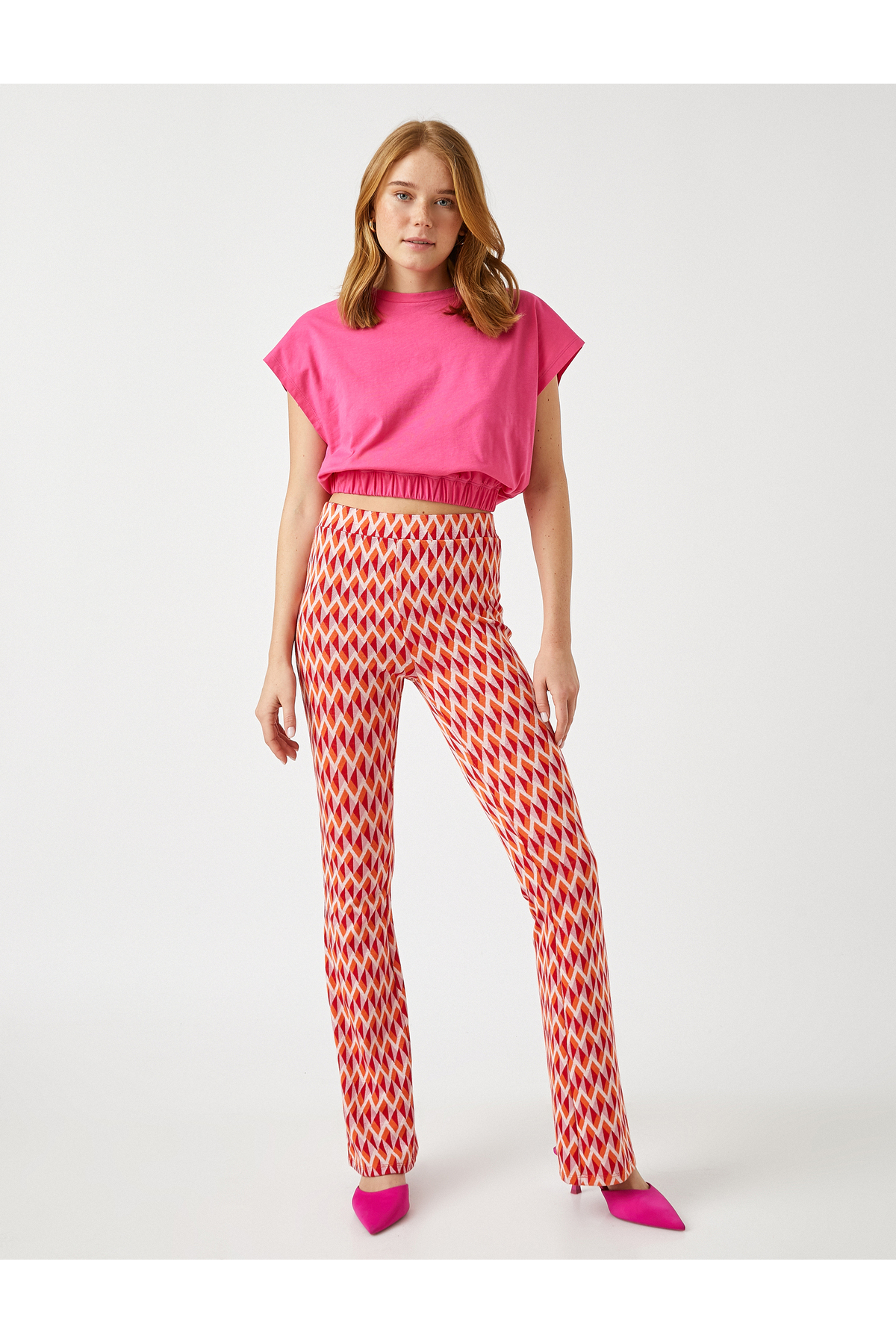 Beli Lastikli Pamuklu Crop Basic Tişört
