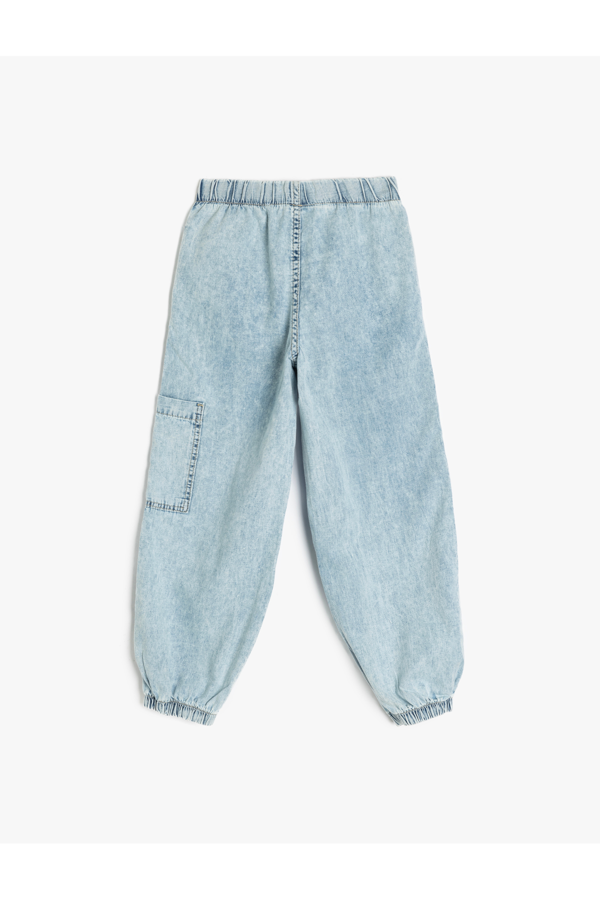 Beli Lastikli Pamuklu Paraşüt Bol Kalıp Denim Pantolon