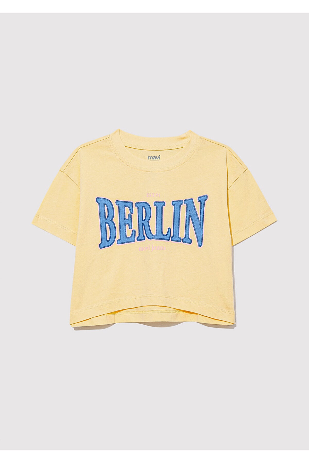 Berlin Baskılı Sarı Tişört Loose Fit / Bol Rahat Kesim 7610269-89145
