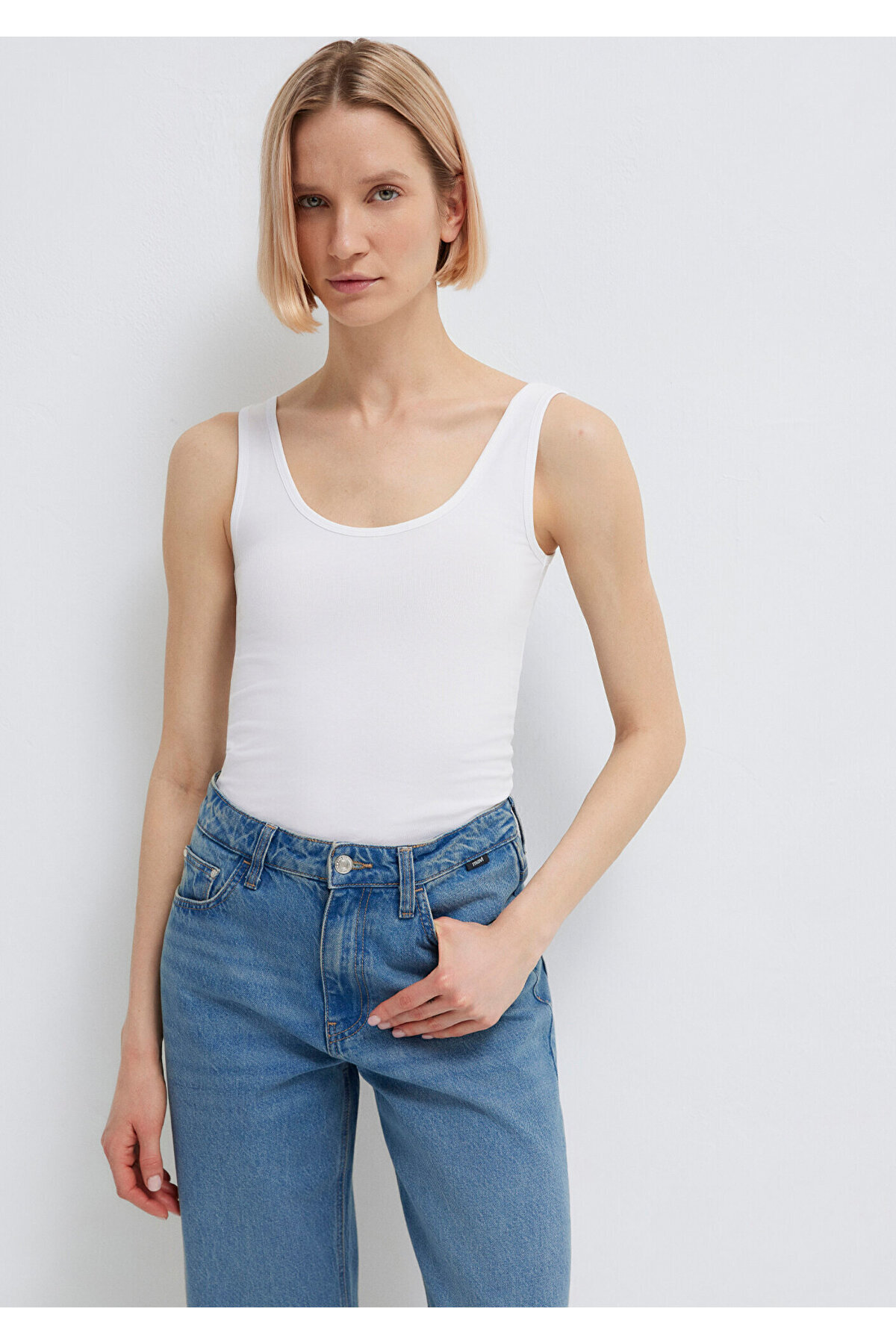 Beyaz Basic Stretch Atlet Fitted / Vücuda Oturan Kesim 164156-620