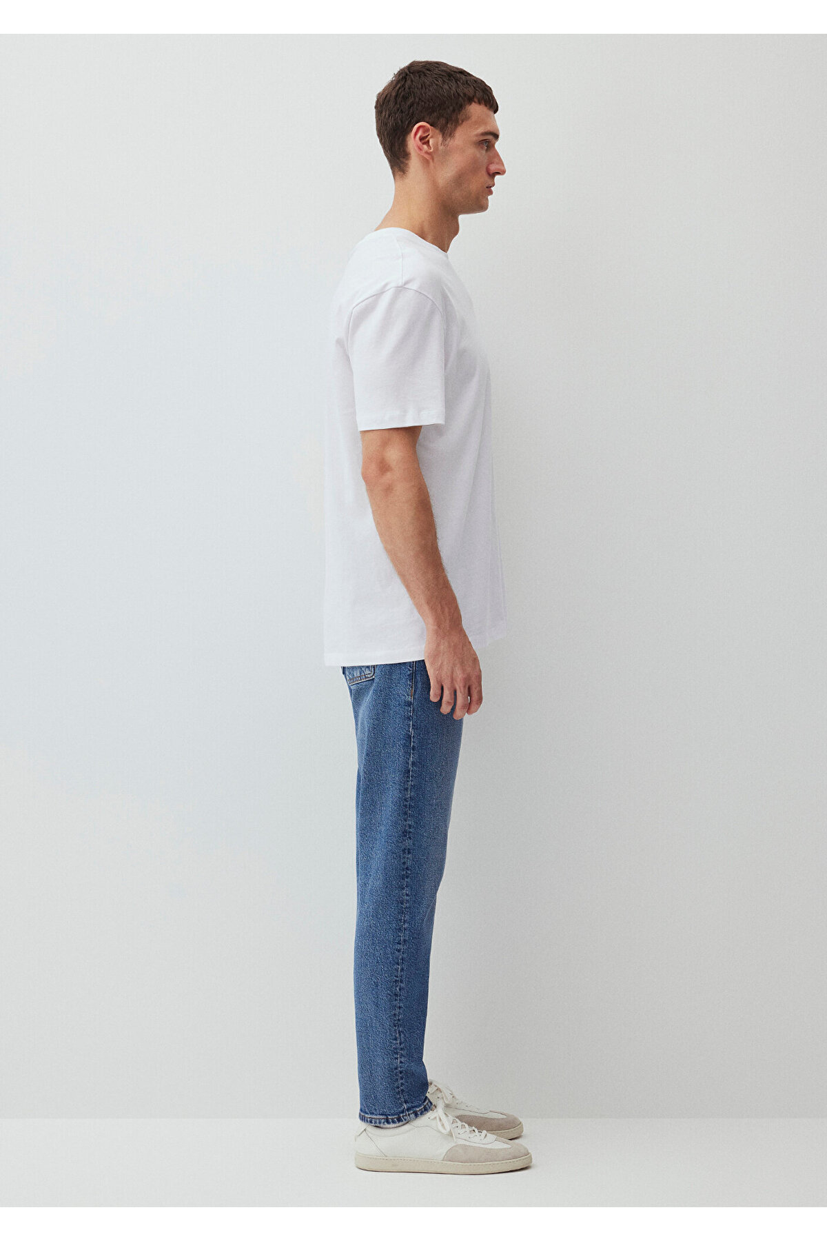 Beyaz Basic Tişört Loose Fit / Bol Rahat Kesim 066249-620
