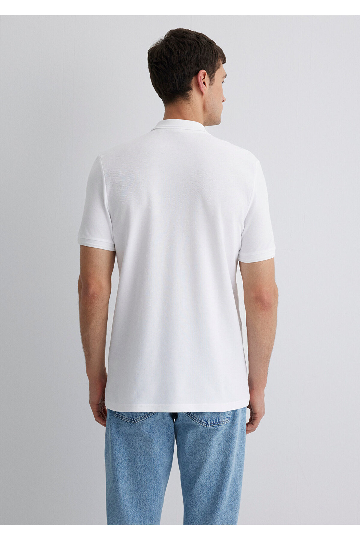Beyaz Polo Tişört Slim Fit / Dar Kesim 064946-27879