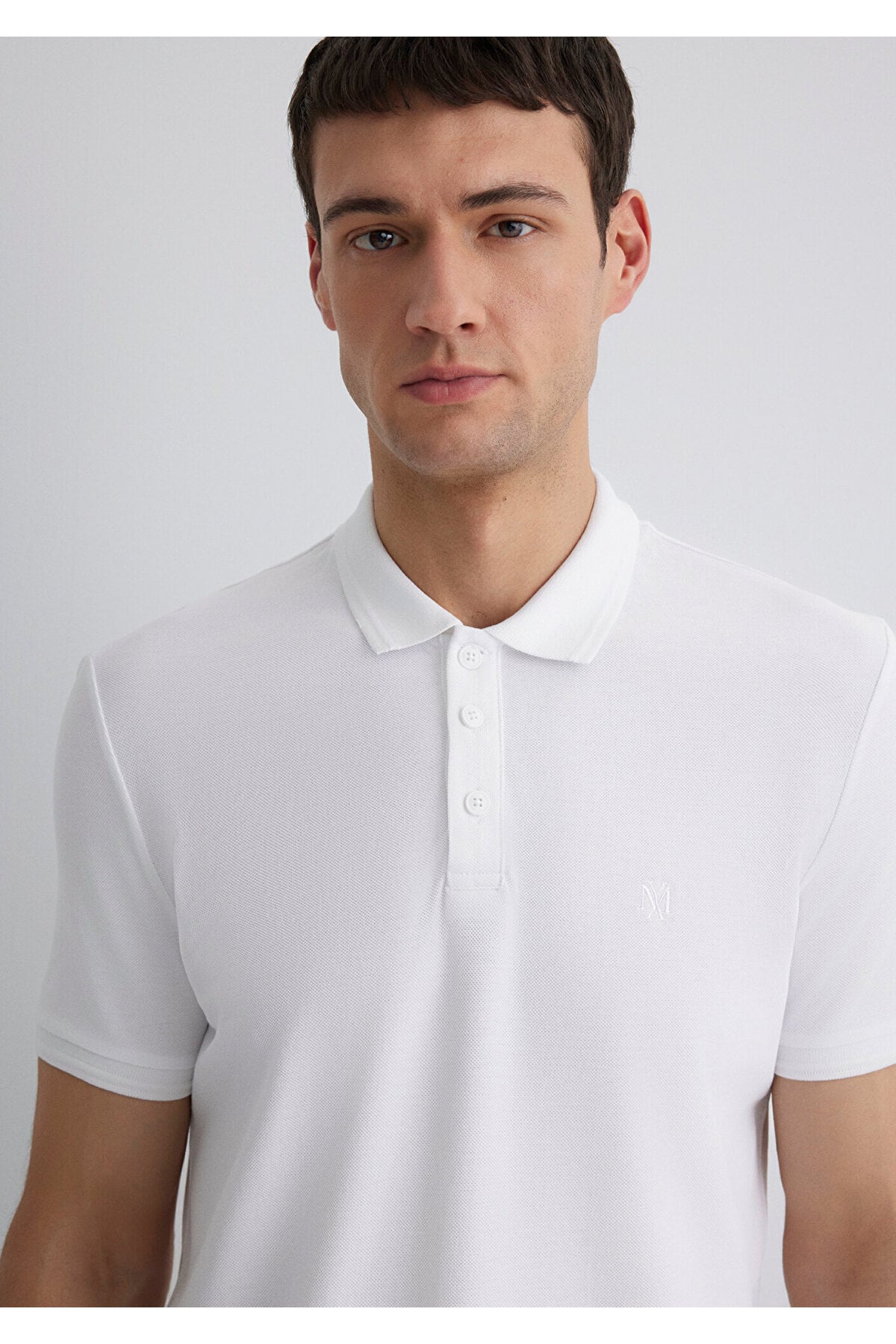 Beyaz Polo Tişört Slim Fit / Dar Kesim 064946-27879