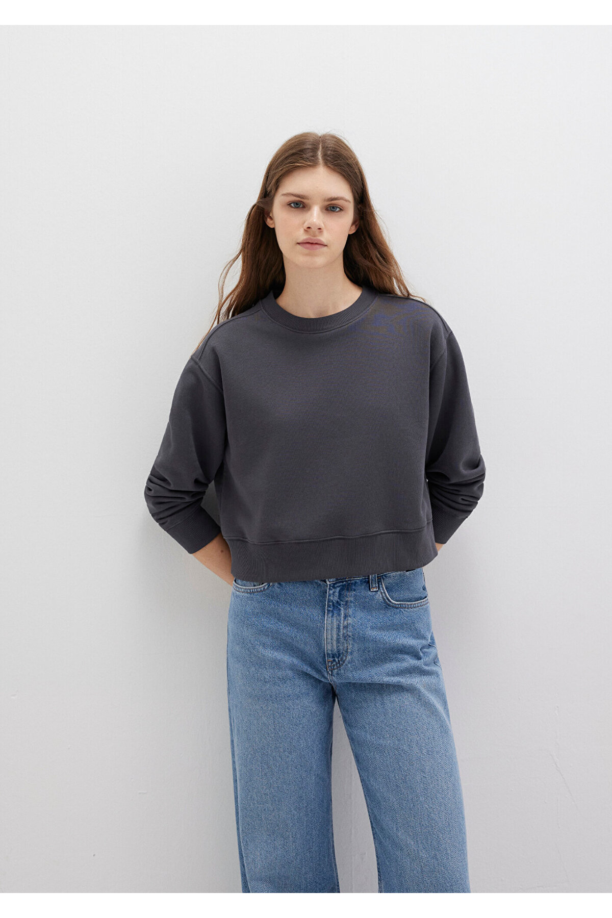Bisiklet Yaka Antrasit Sweatshirt 1S10387-83620