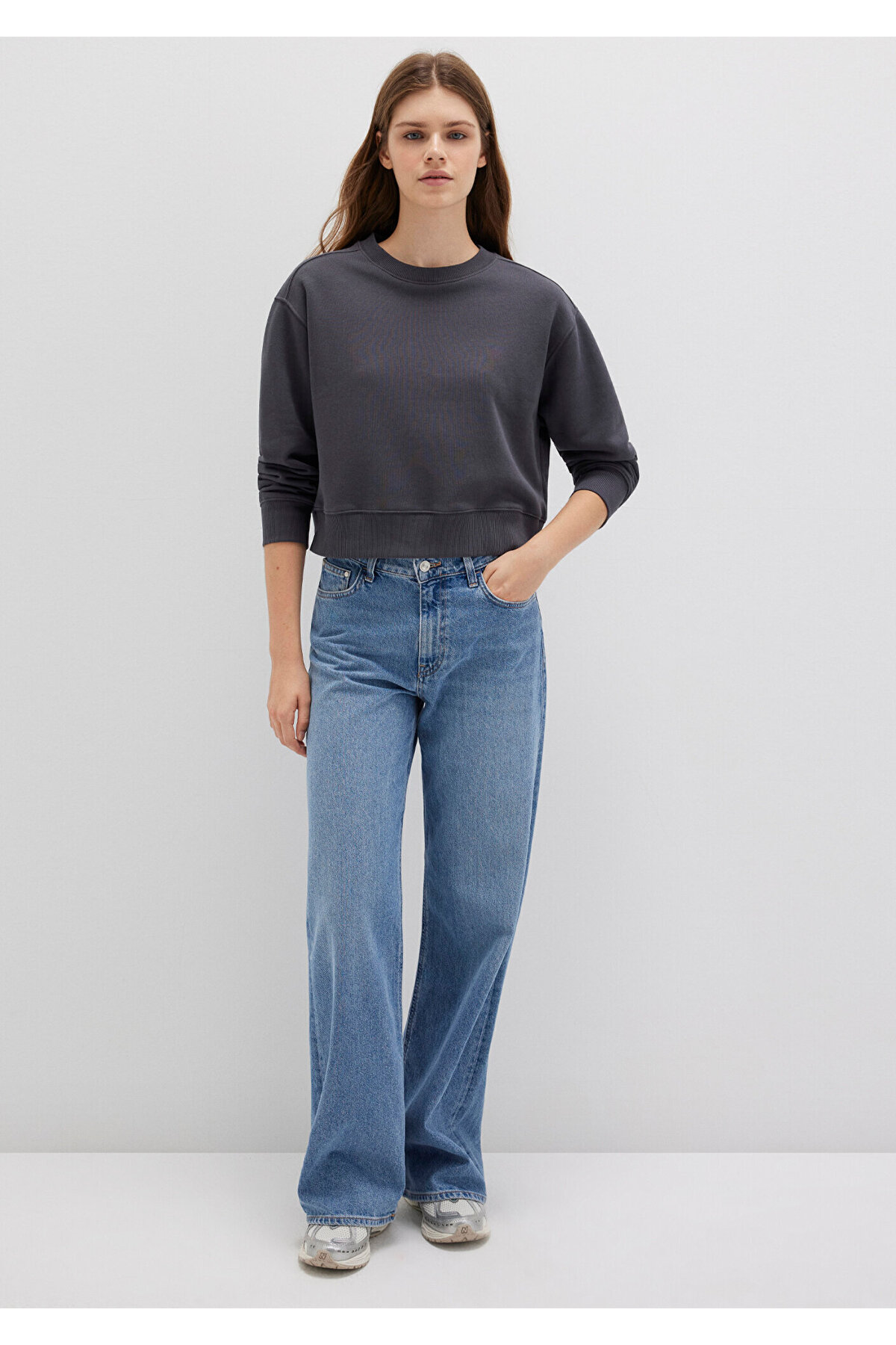Bisiklet Yaka Antrasit Sweatshirt 1S10387-83620