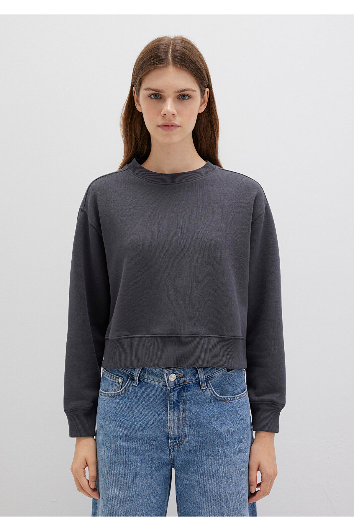 Bisiklet Yaka Antrasit Sweatshirt 1S10387-83620