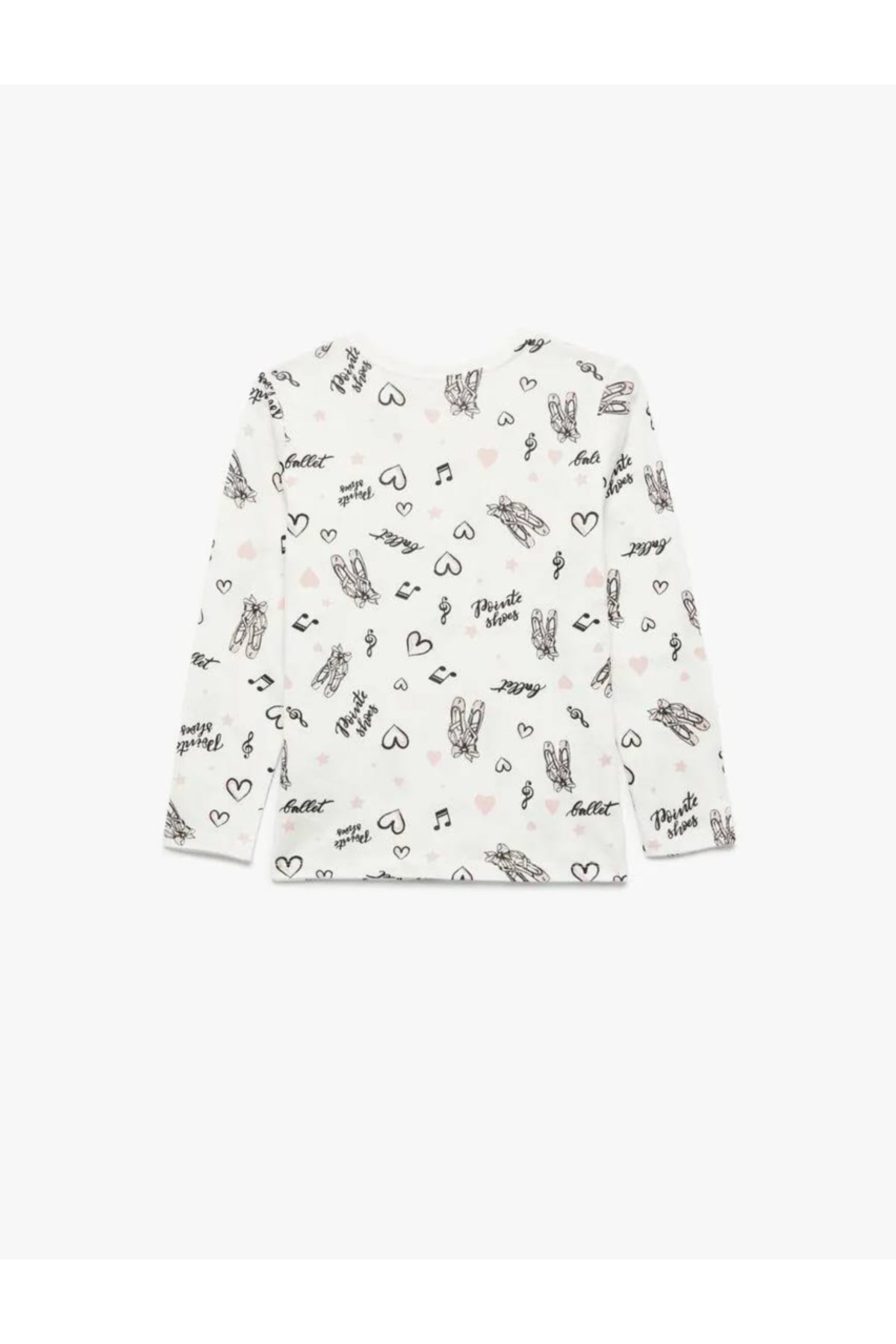 Bisiklet Yaka Bale Baskılı Ekru Kız Çocuk Uzun Kollu T-shirt 6Wkg10140Ak