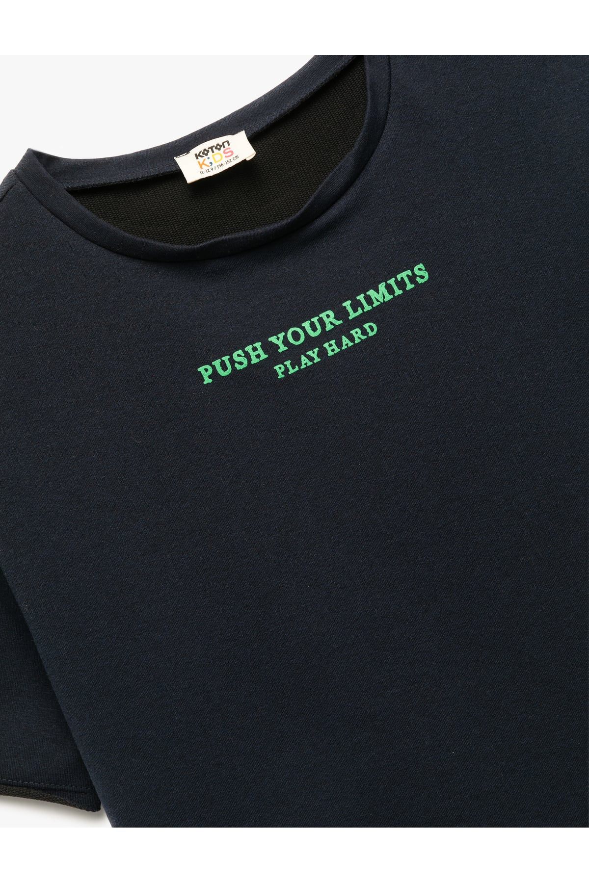 Bisiklet Yaka Baskılı Kısa Kollu Sweatshirt