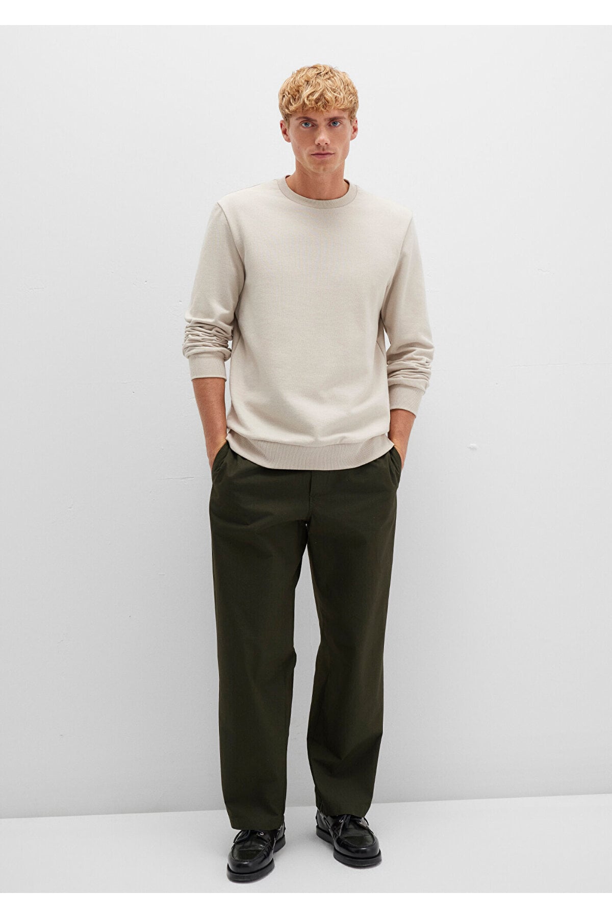 Bisiklet Yaka Bej Sweatshirt 0S10457-35111