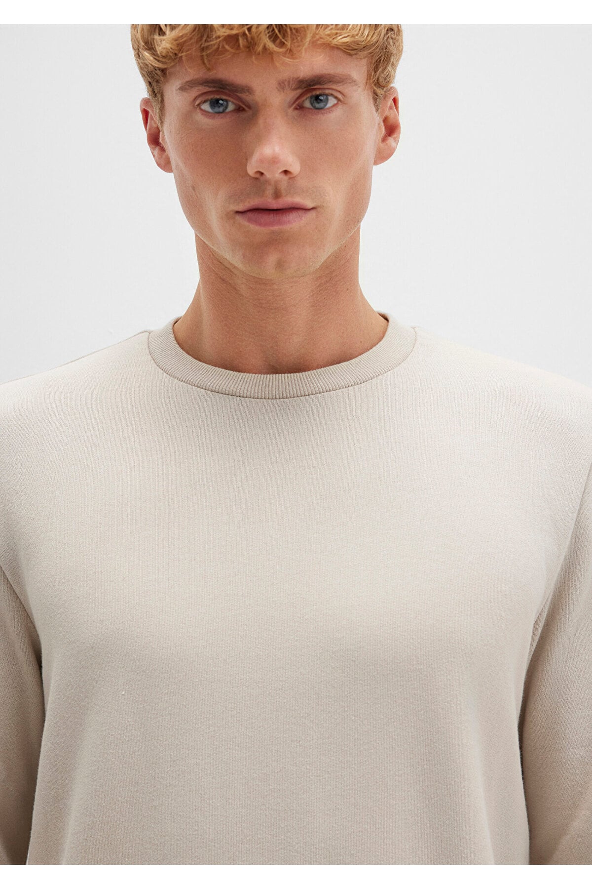 Bisiklet Yaka Bej Sweatshirt 0S10457-35111