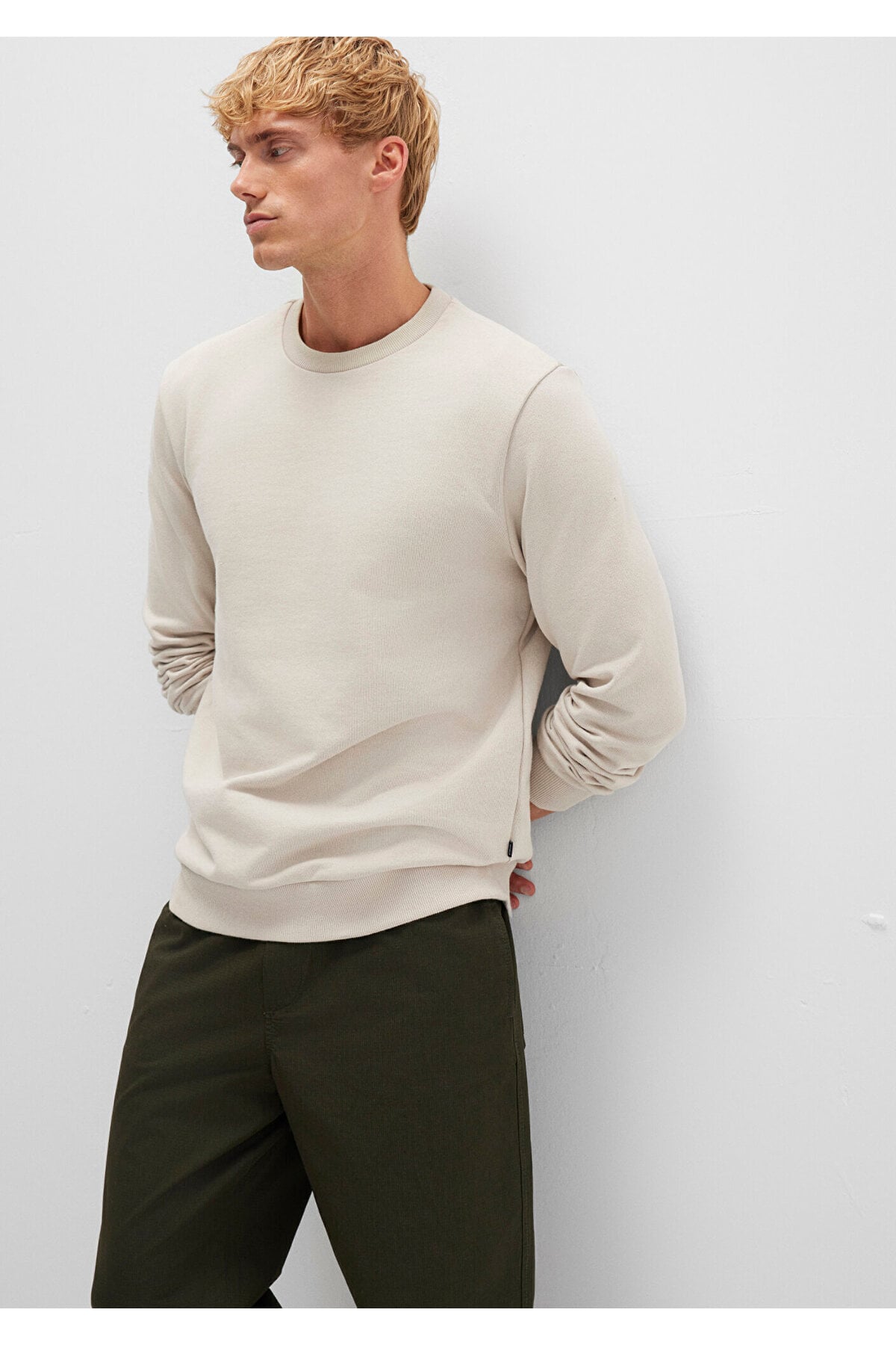 Bisiklet Yaka Bej Sweatshirt 0S10457-35111