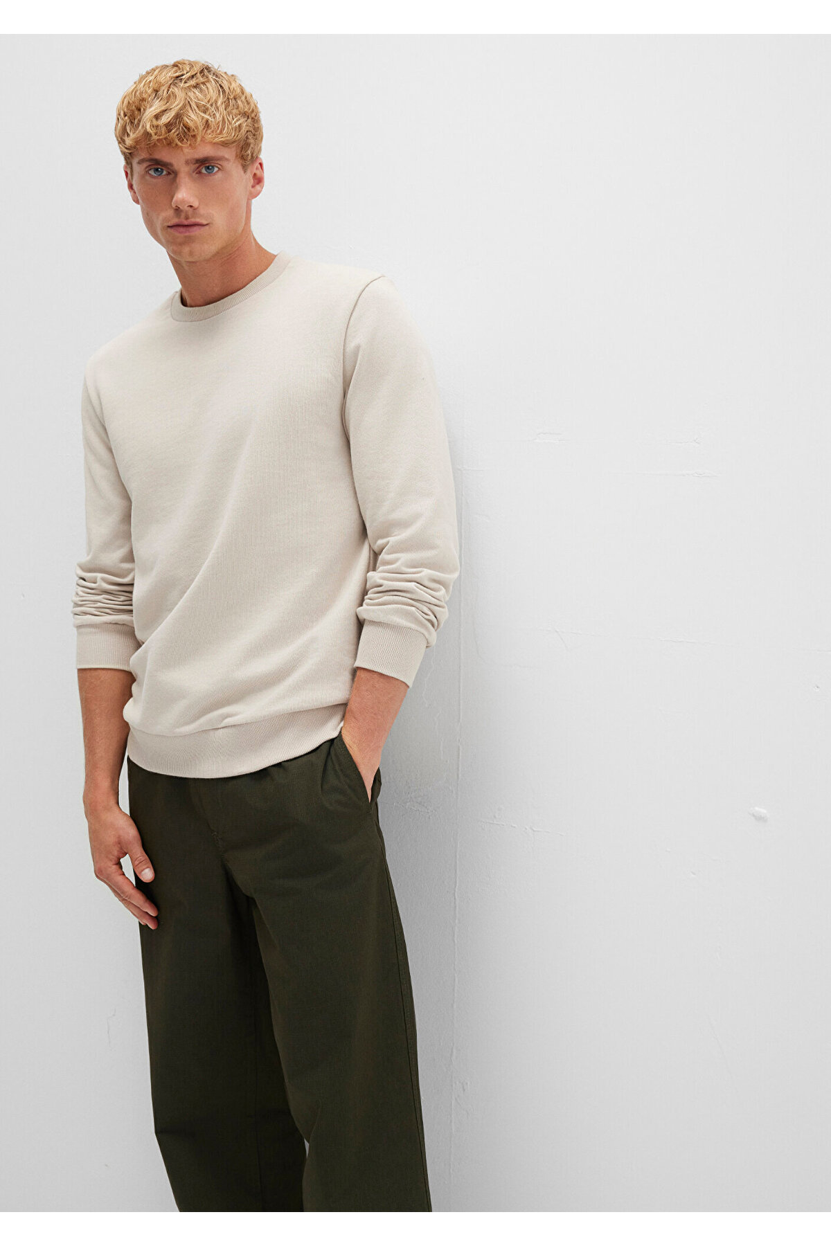 Bisiklet Yaka Bej Sweatshirt 0S10457-35111