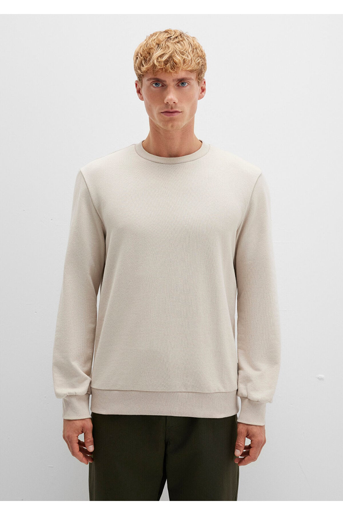Bisiklet Yaka Bej Sweatshirt 0S10457-35111