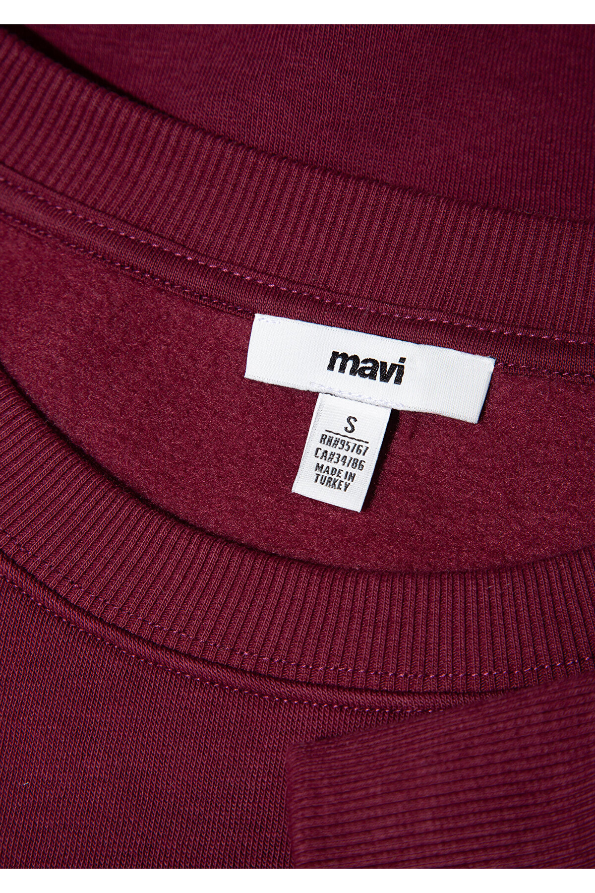 Bisiklet Yaka Bordo Basic Sweatshirt 1610198-70415