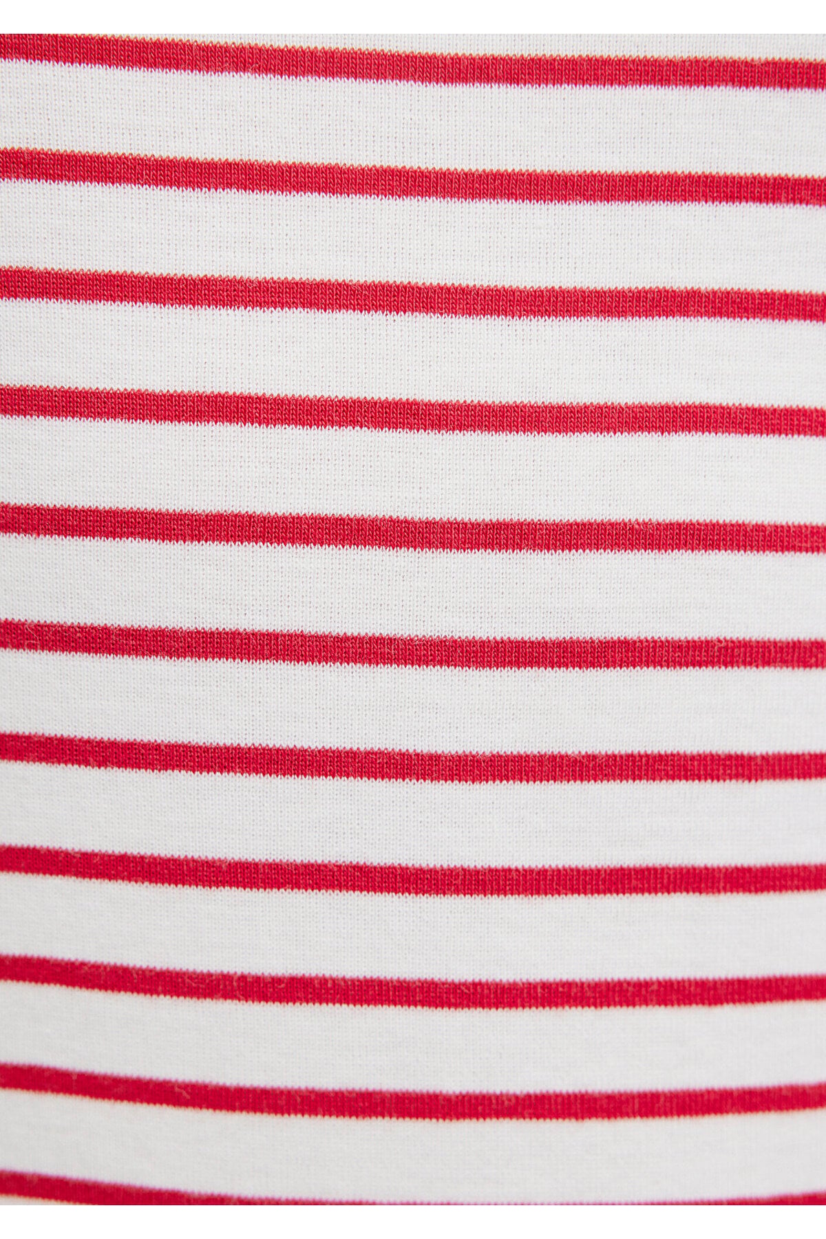 Bisiklet Yaka Çizgili Kırmızı Tişört Slim Fit / Dar Kesim 1612881-86680