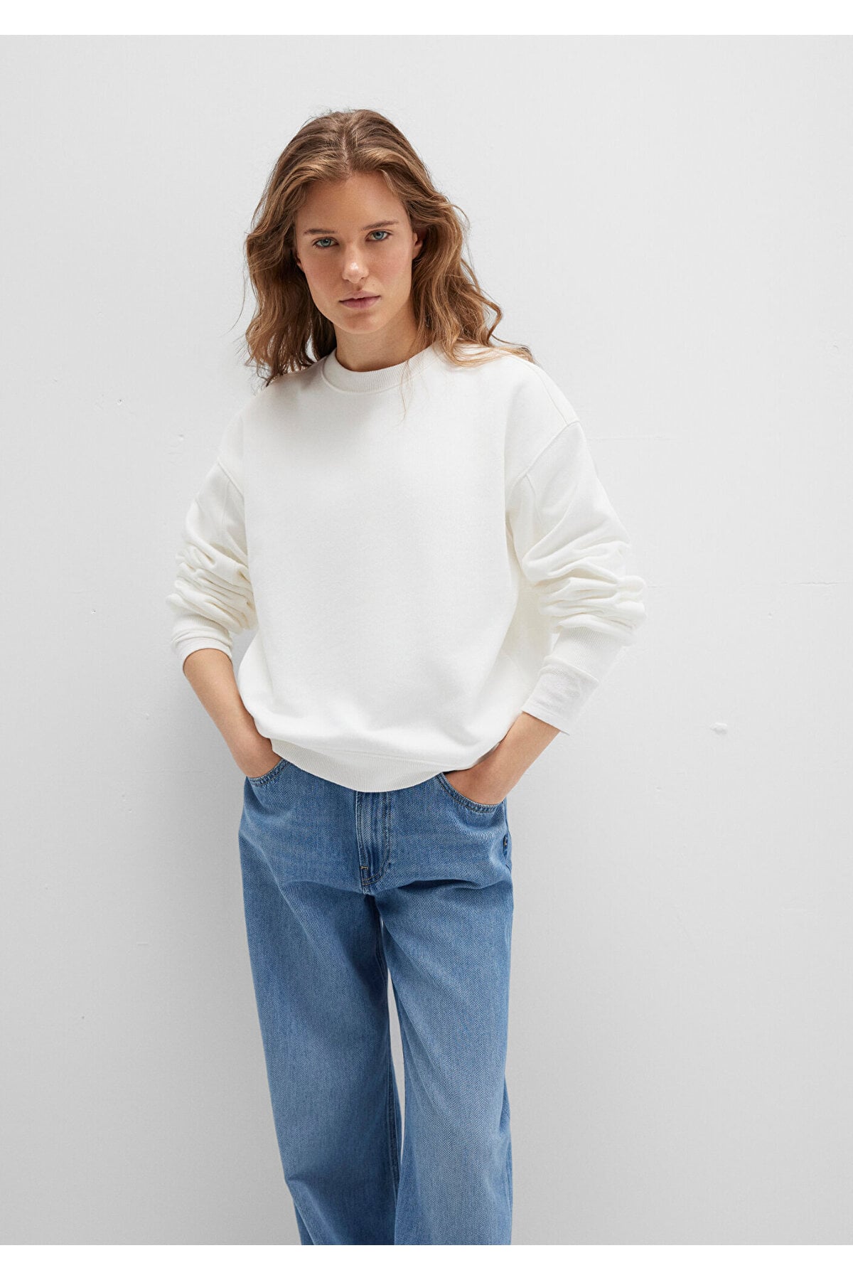 Bisiklet Yaka Ekru Sweatshirt 1S10358-70057