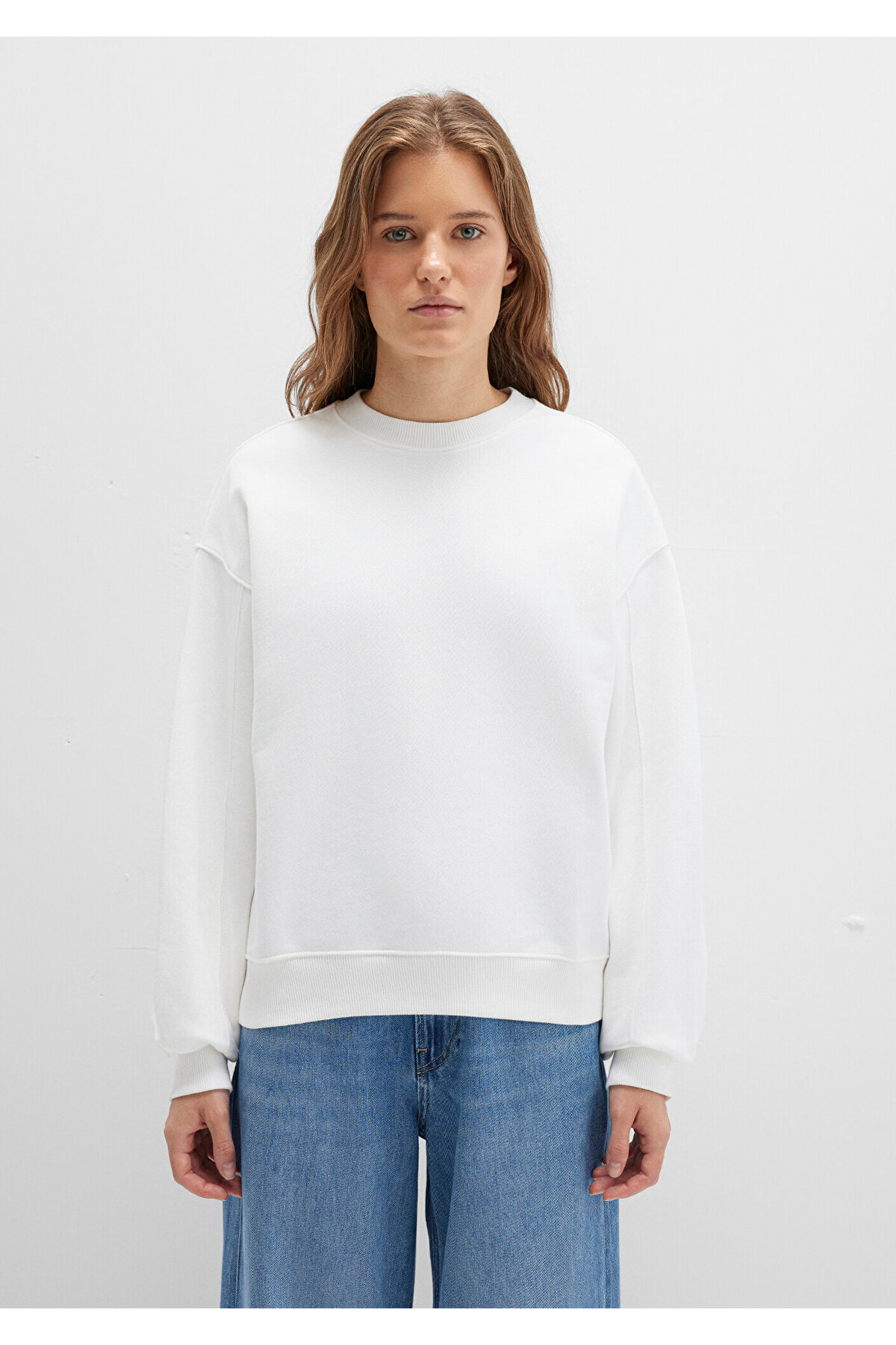 Bisiklet Yaka Ekru Sweatshirt 1S10358-70057