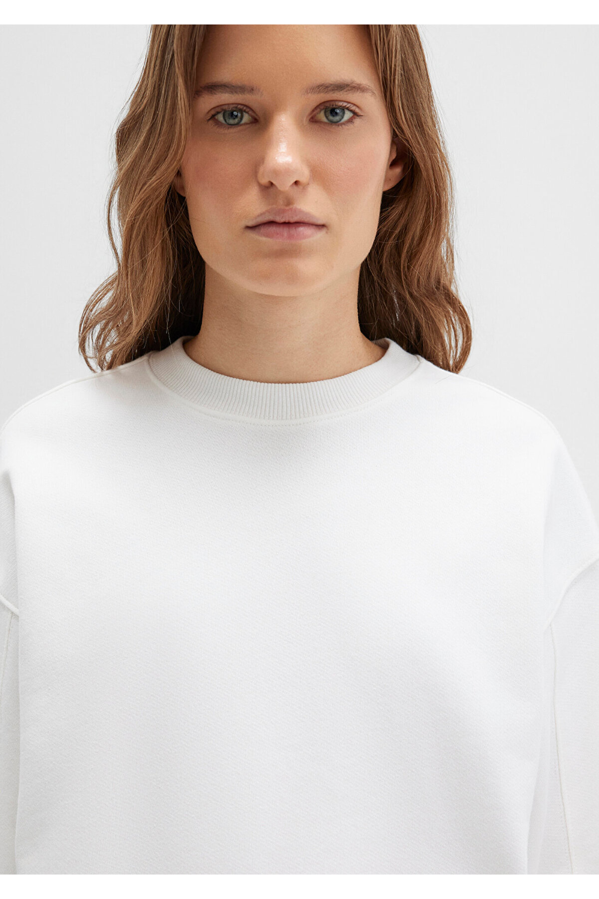 Bisiklet Yaka Ekru Sweatshirt 1S10358-70057
