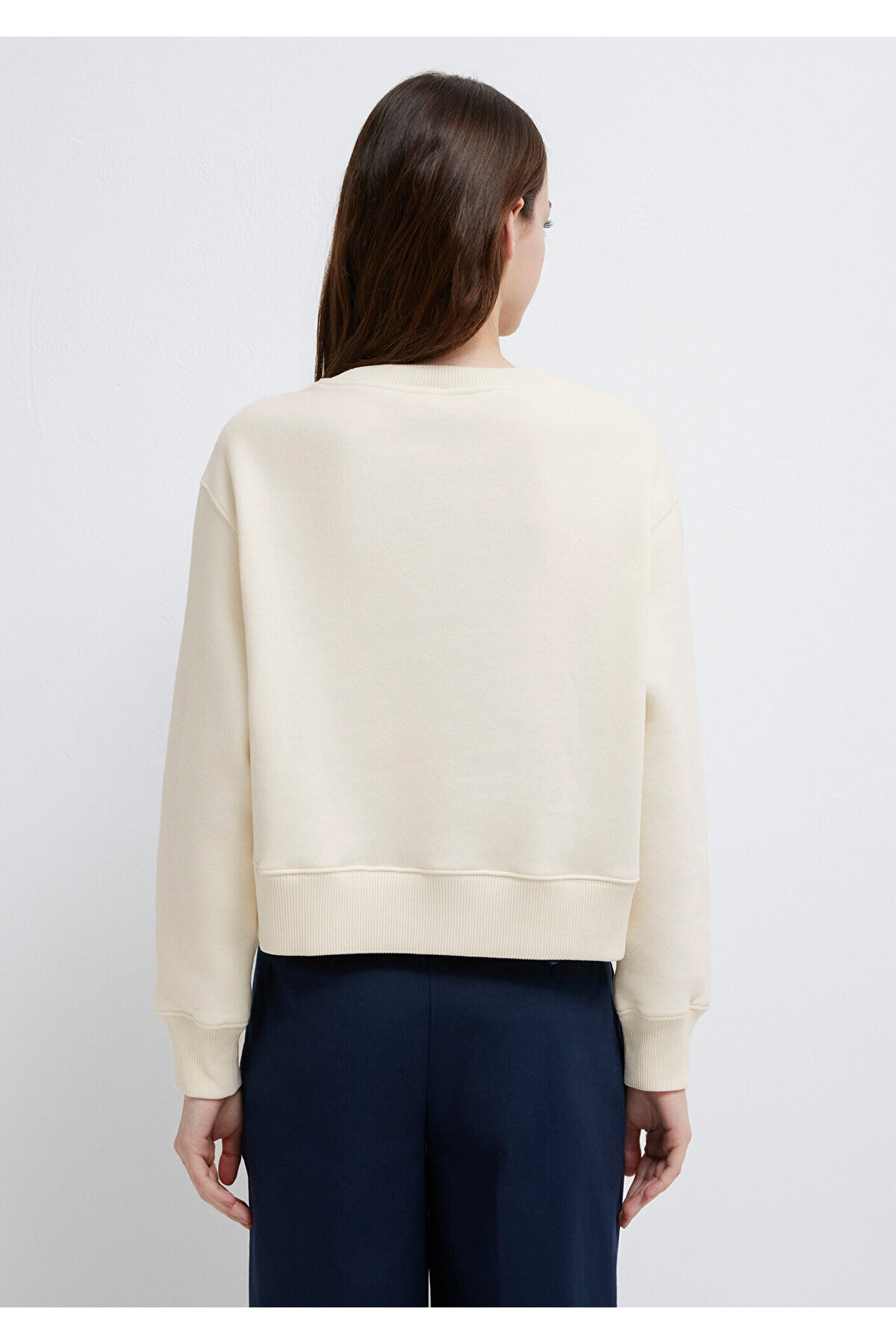 Bisiklet Yaka Ekru Sweatshirt 1S10387-70049