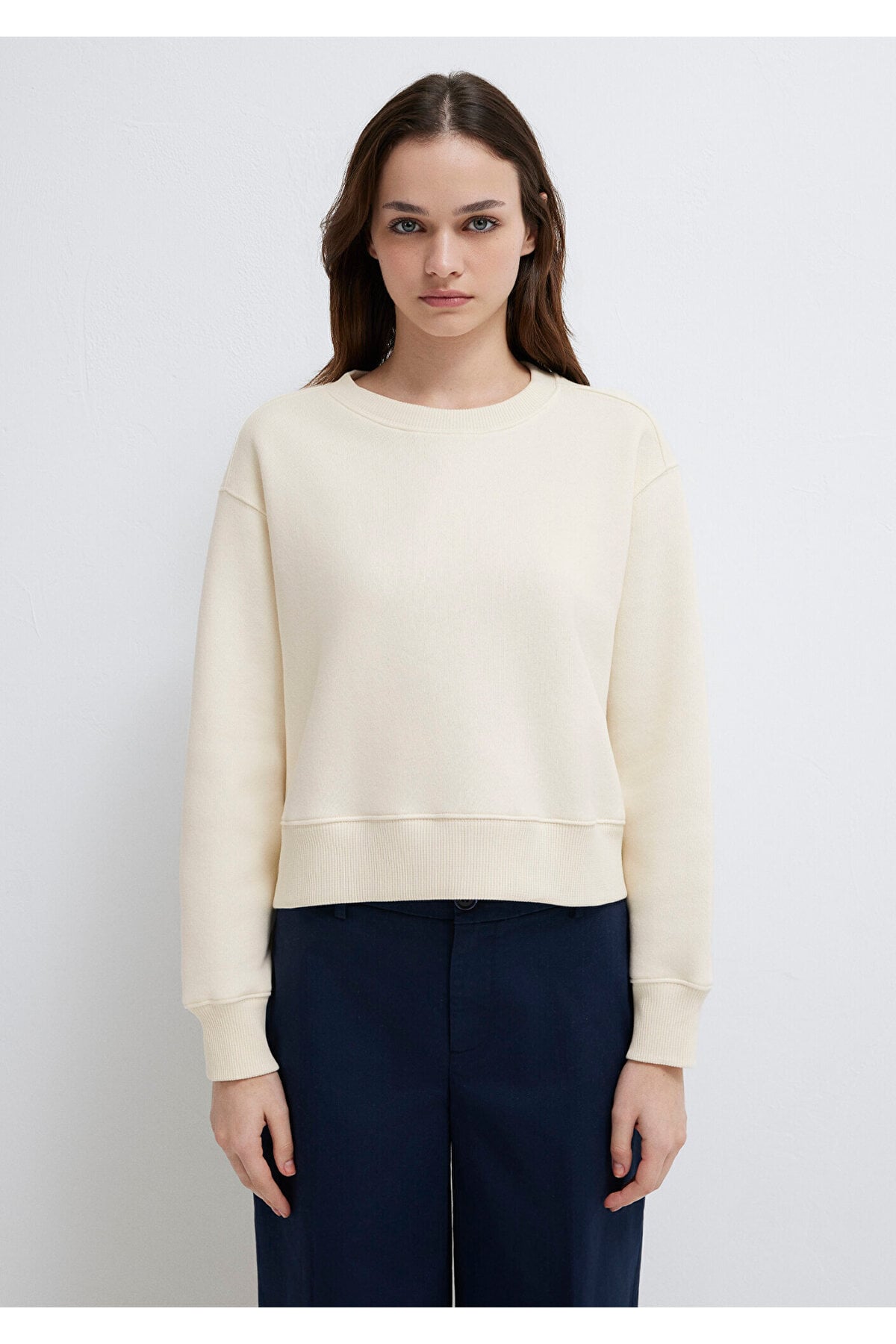 Bisiklet Yaka Ekru Sweatshirt 1S10387-70049