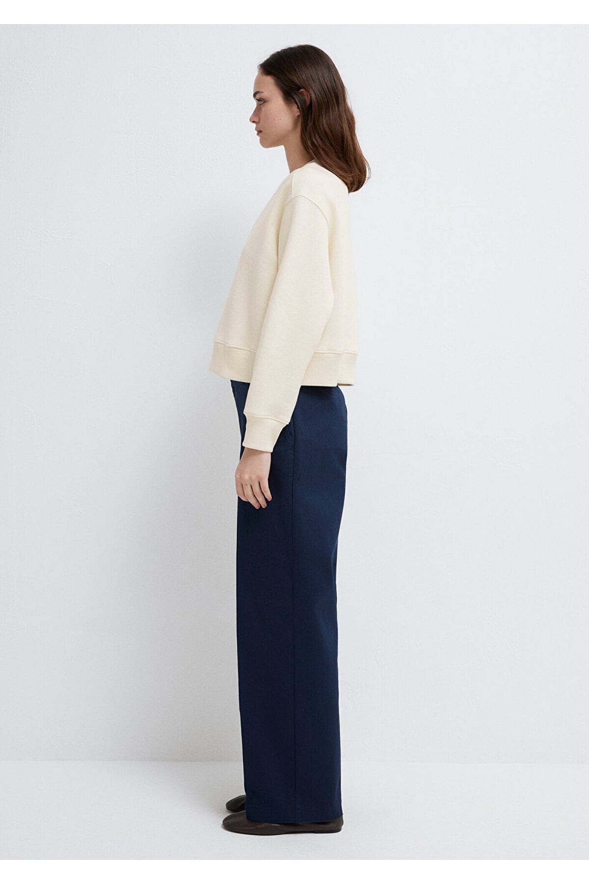 Bisiklet Yaka Ekru Sweatshirt 1S10387-70049