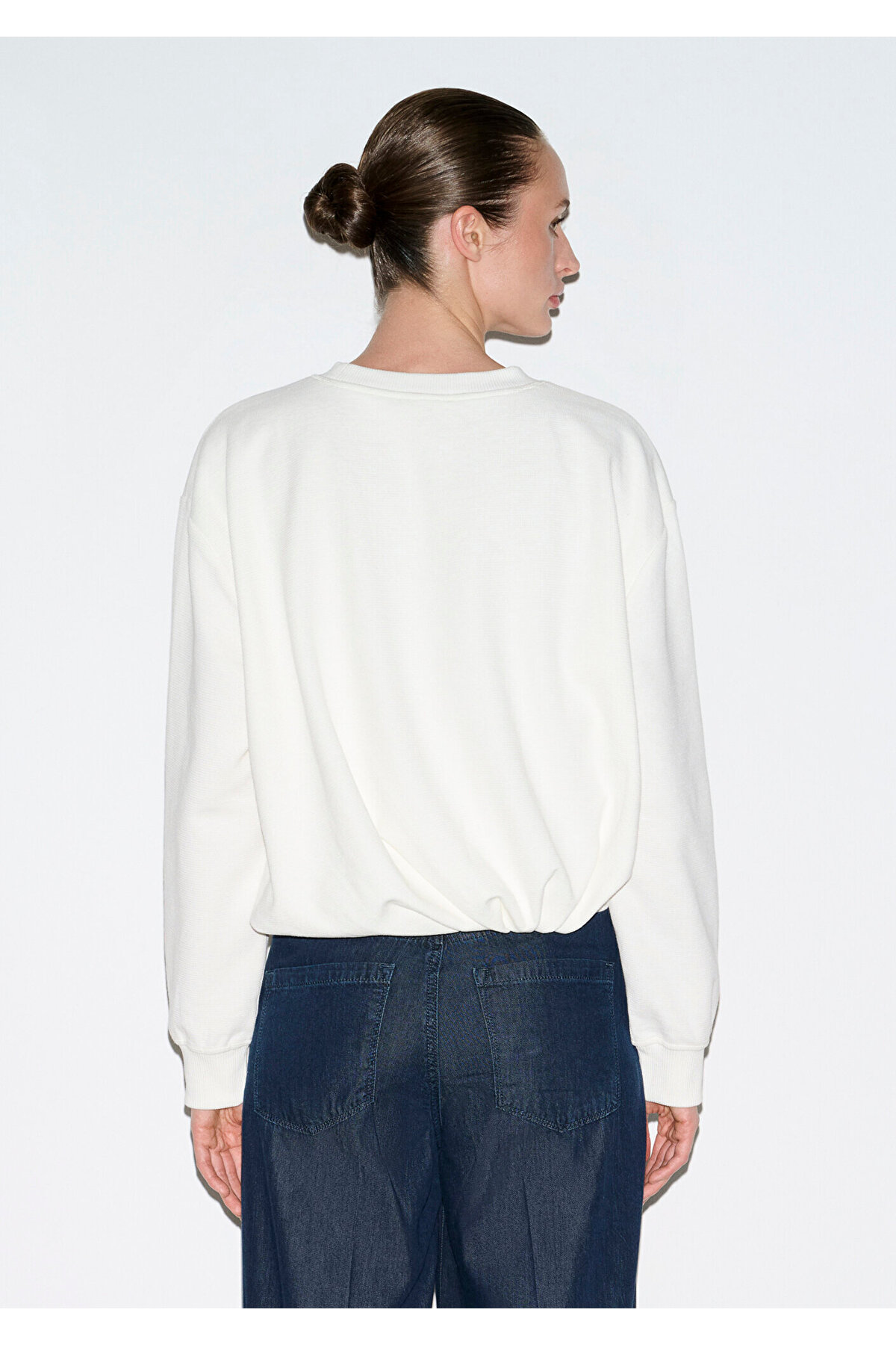 Bisiklet Yaka Ekru Sweatshirt 1S10508-70051