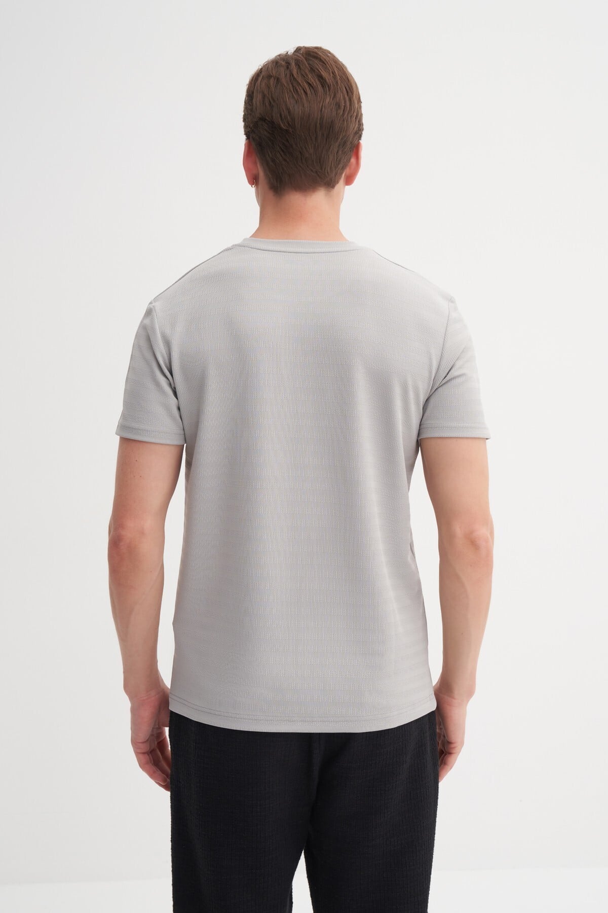 Bisiklet Yaka Erkek Açık Gri T-shirt 40470