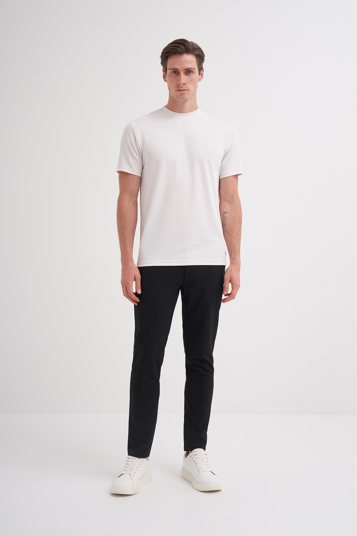 Bisiklet Yaka Erkek Beyaz T-shirt 40470