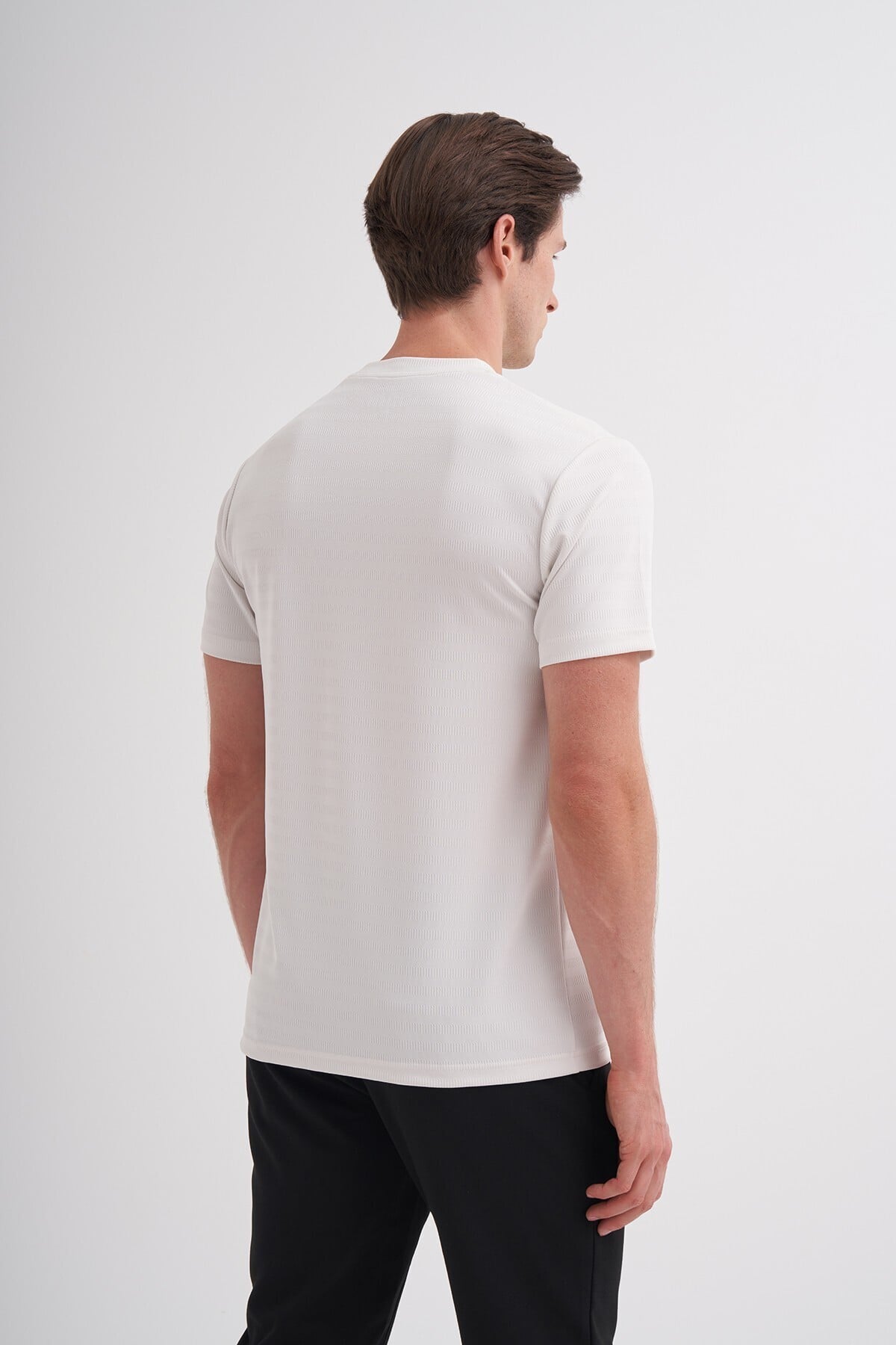 Bisiklet Yaka Erkek Beyaz T-shirt 40470