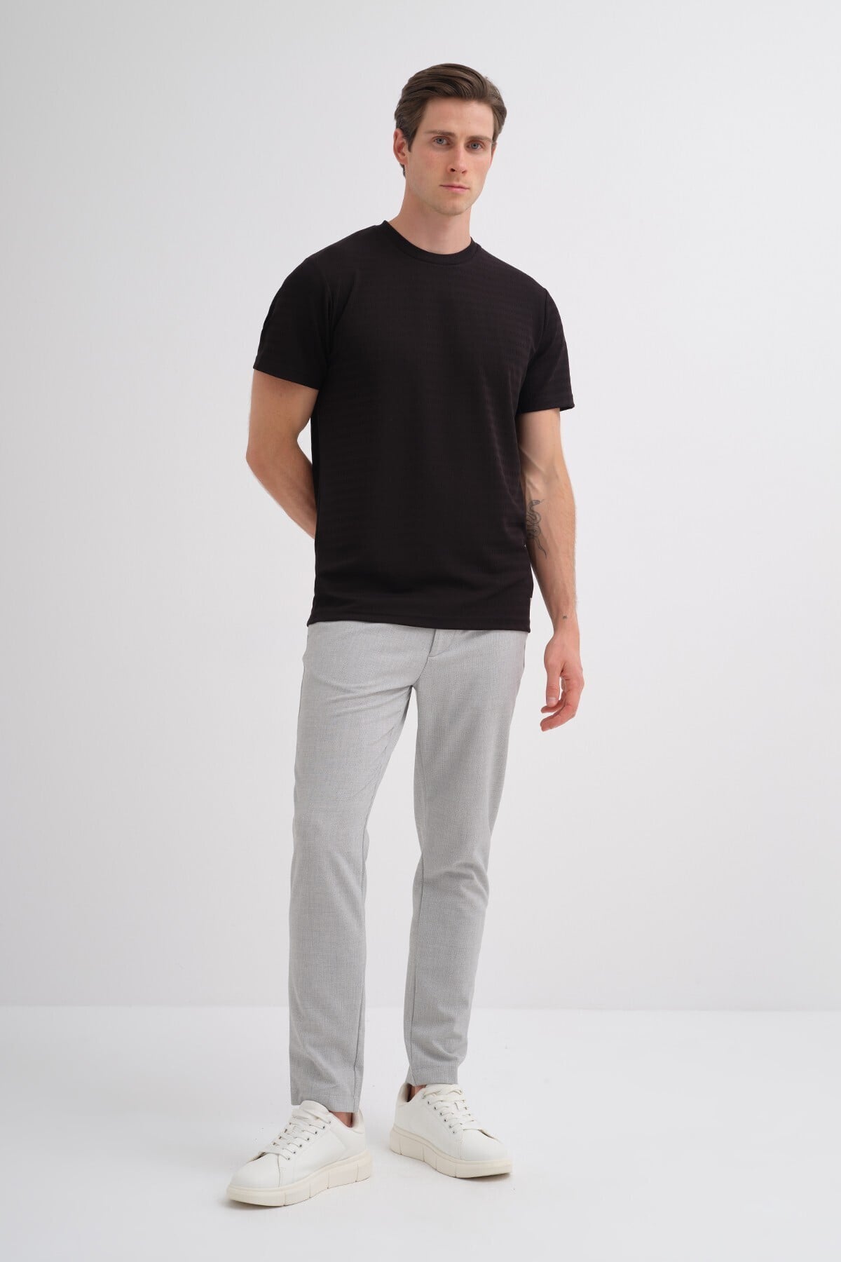Bisiklet Yaka Erkek Siyah T-shirt 40470